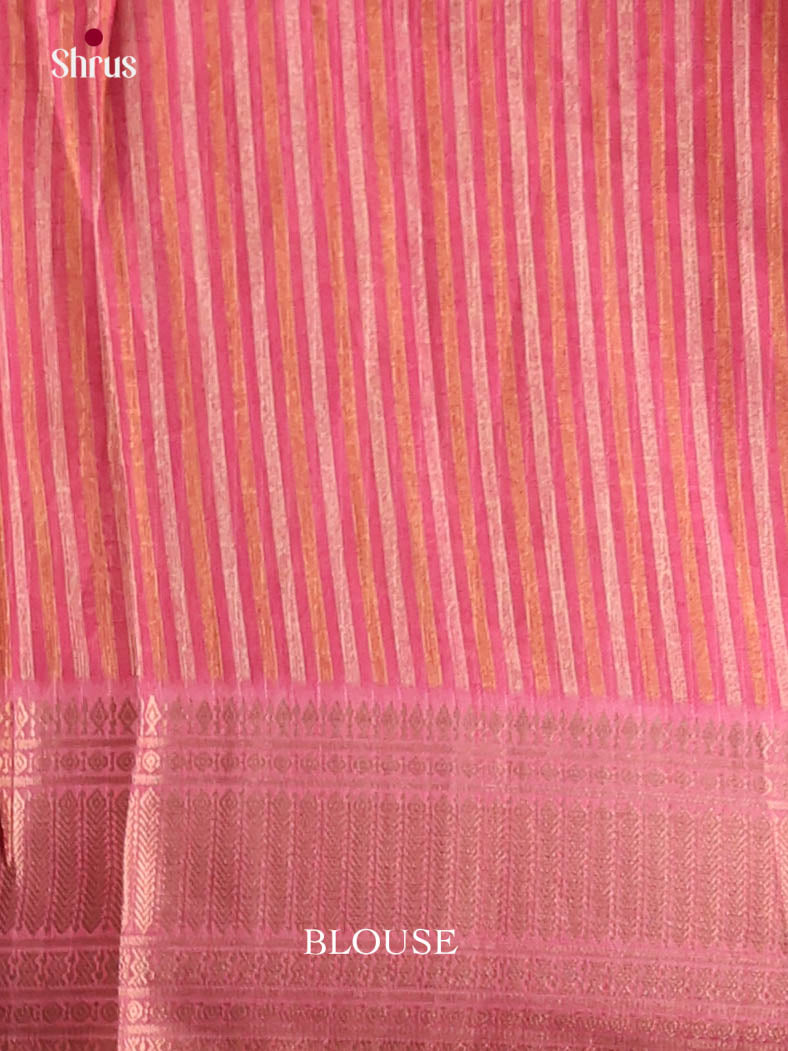 Cream & Pink - Semi Dola silk Saree