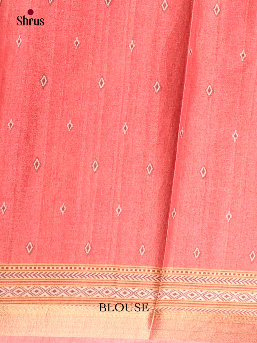 Cream & Pink - Art Modal Saree