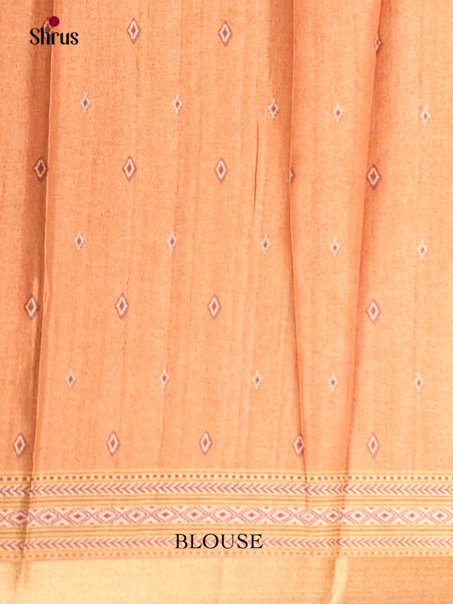 Cream & Peach - Art Modal Saree