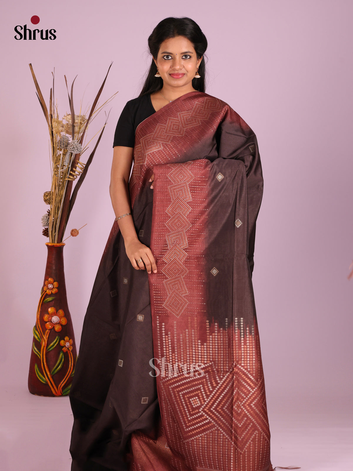 Coffee Brown & Brown - Semi Tussar Saree