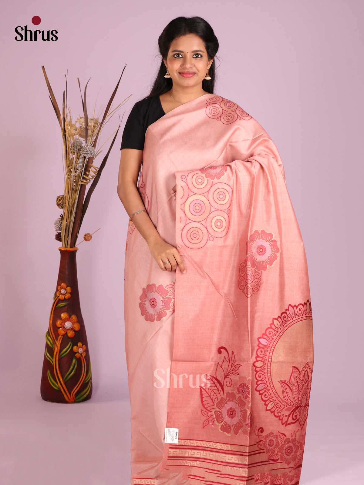 Dusty Pink- Semi Tussar Saree