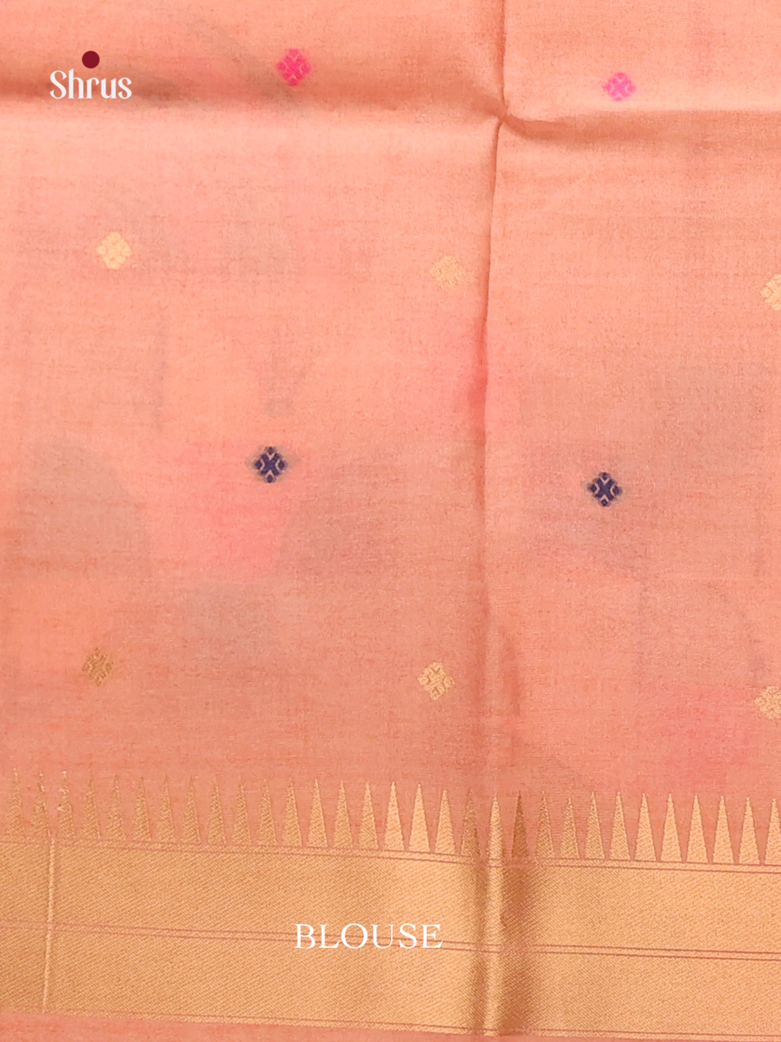 Blue & Peach - Semi Tussar Saree