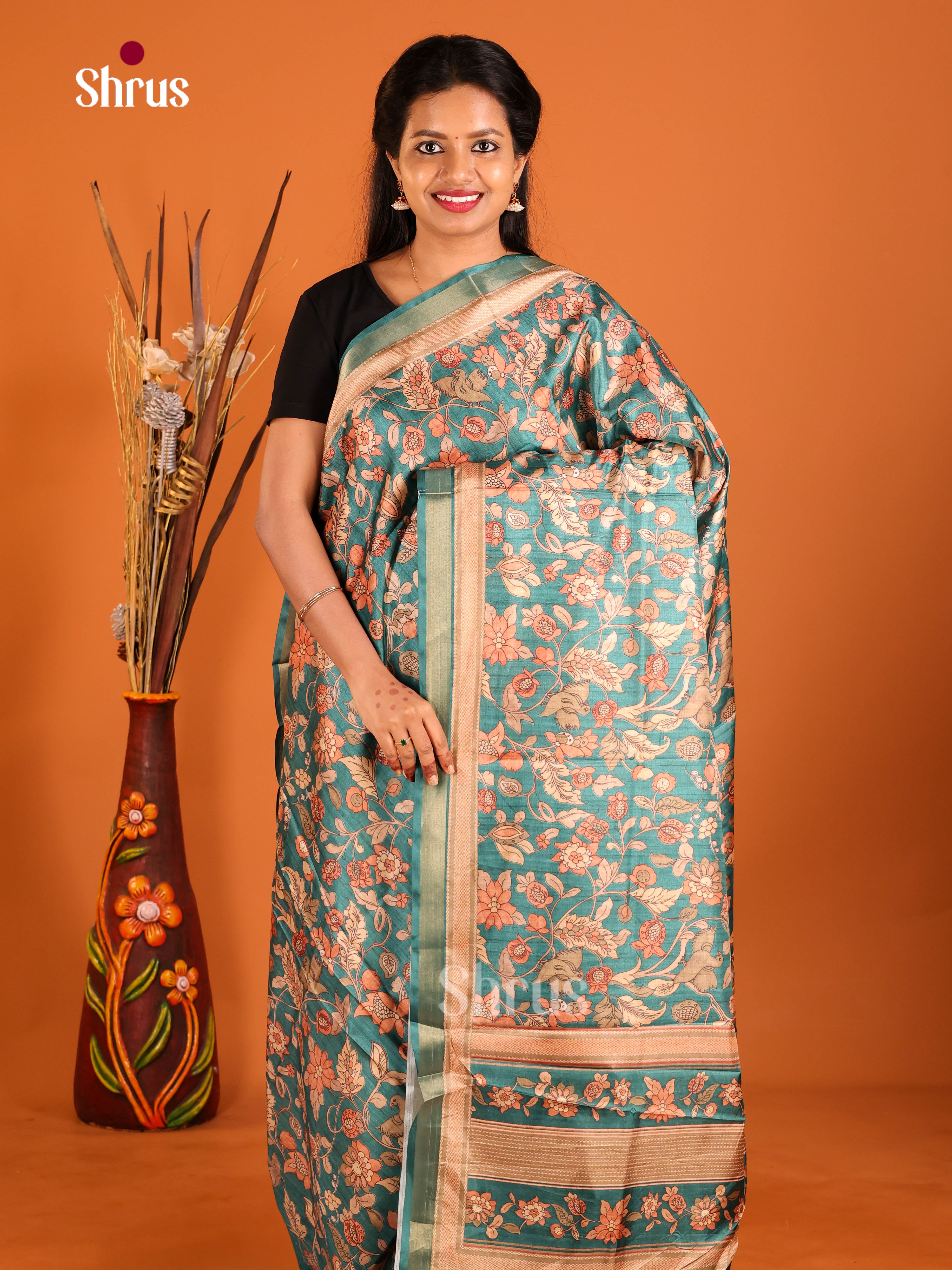 Green - Art Modal Saree - Shop on Shrus.com