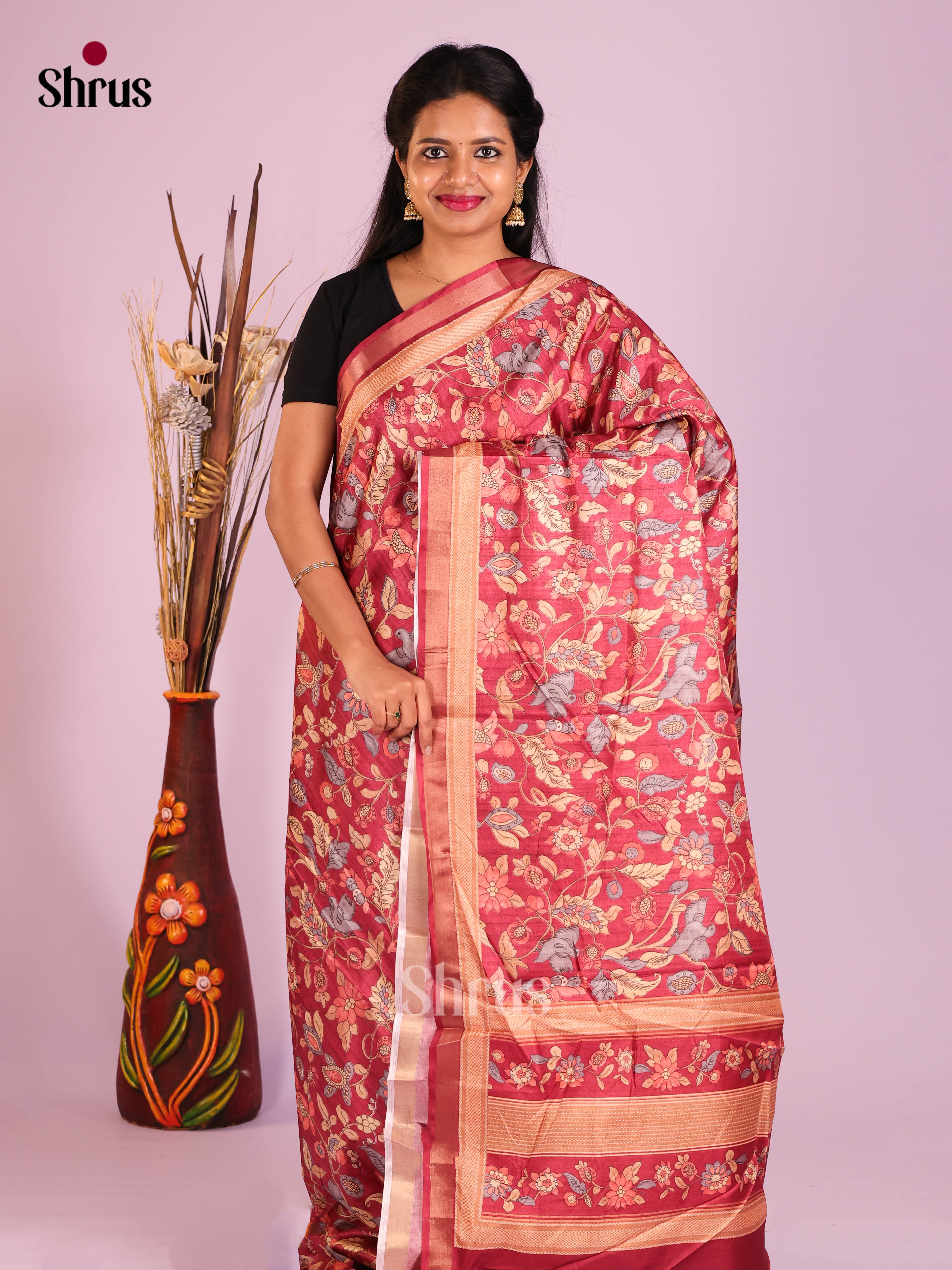 Maroon - Art Modal Saree