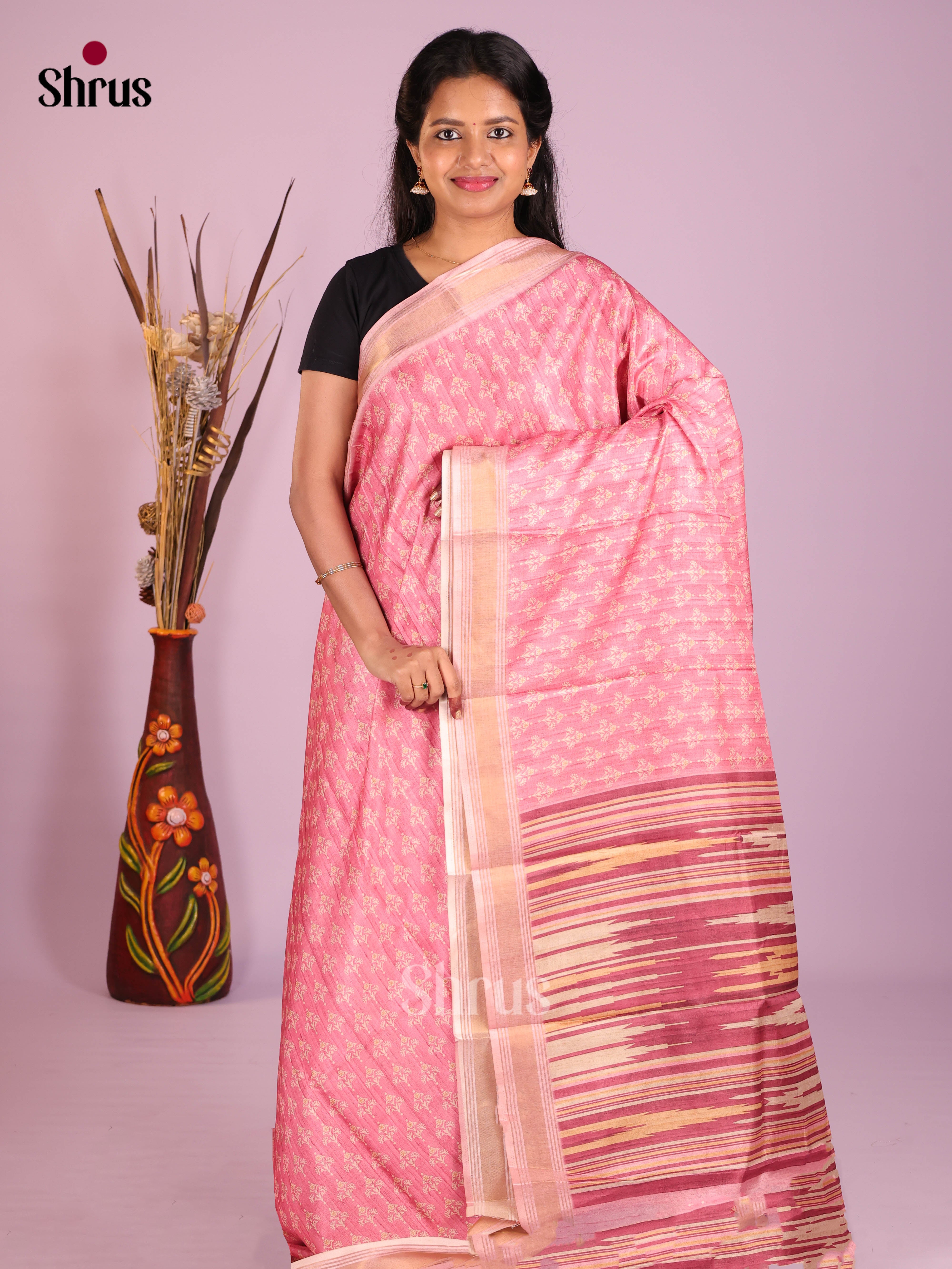 Pink - Art Modal Saree - Shop on Shrus.com