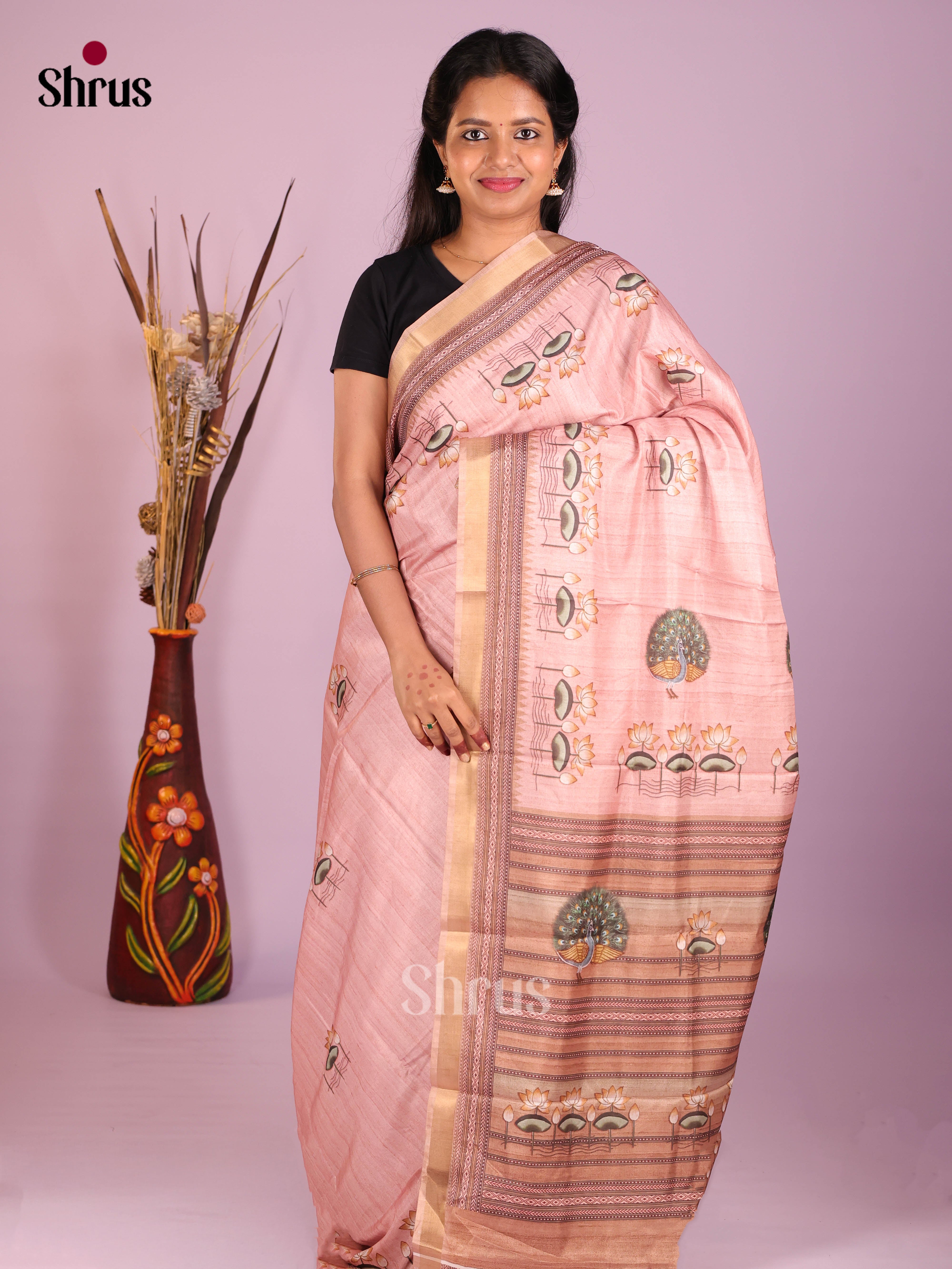 Pink - Art Modal Saree - Shop on Shrus.com