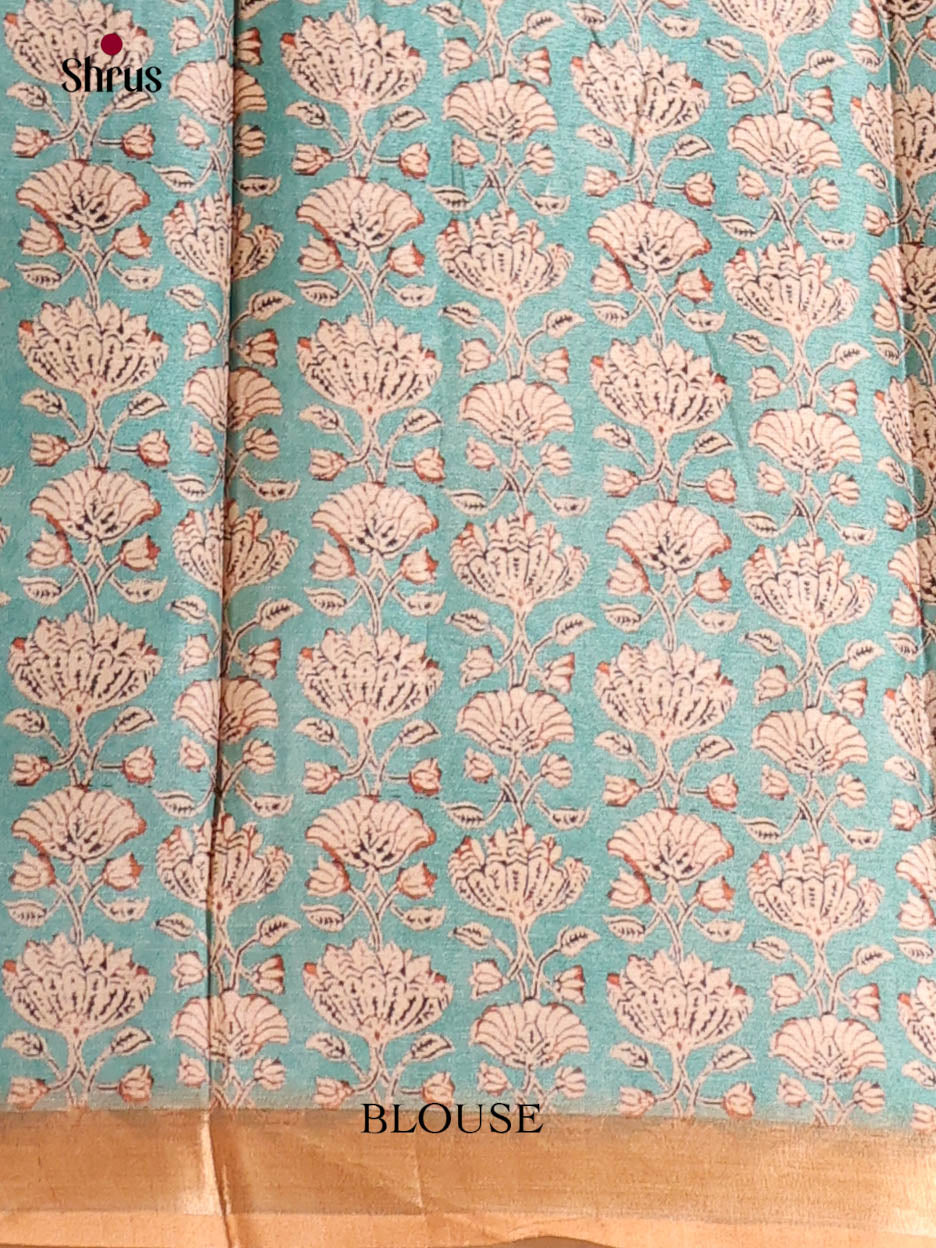 Light Blue & Orange - Art Modal Saree - Shop on Shrus.com