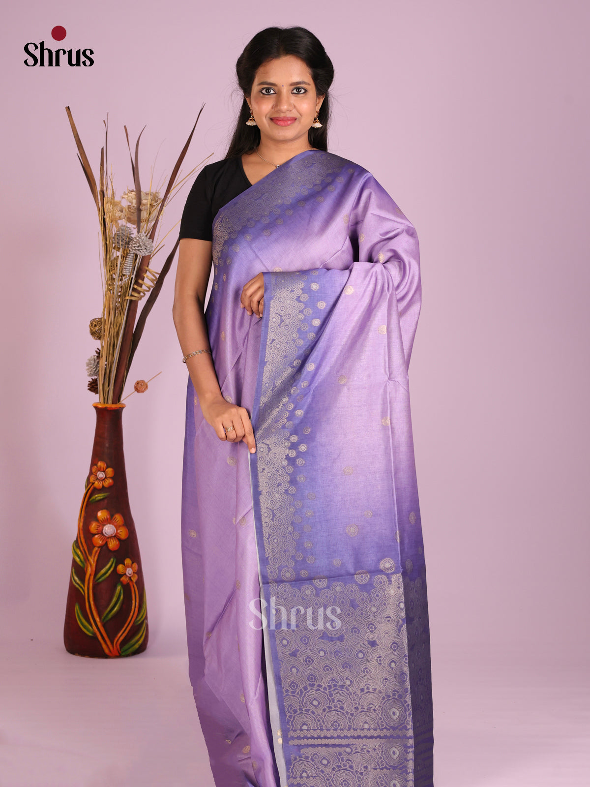 Lavender & Blue - Semi Tussar Saree