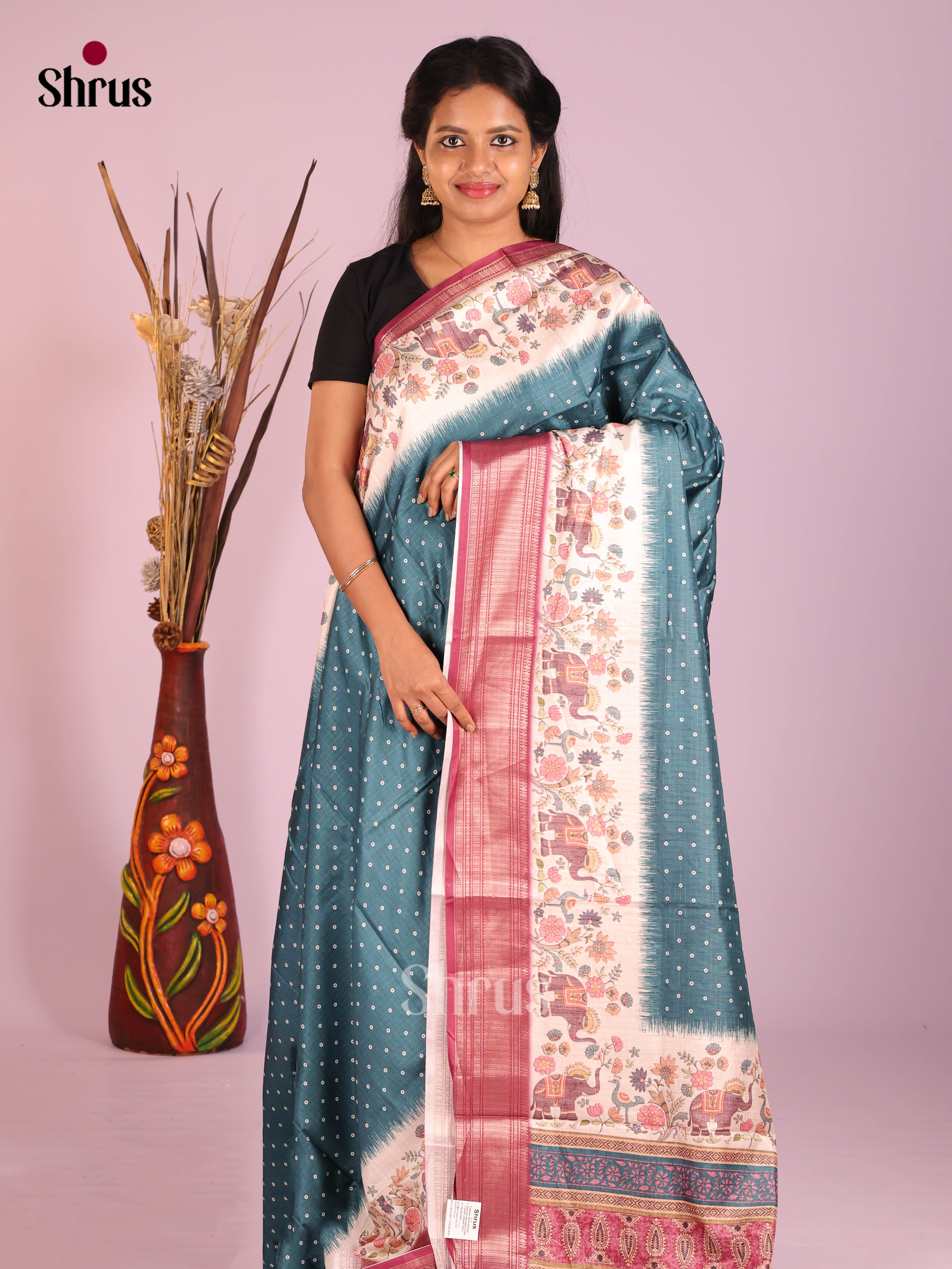 DIS09363 - Semi Dola silk Saree - Shop on Shrus.com