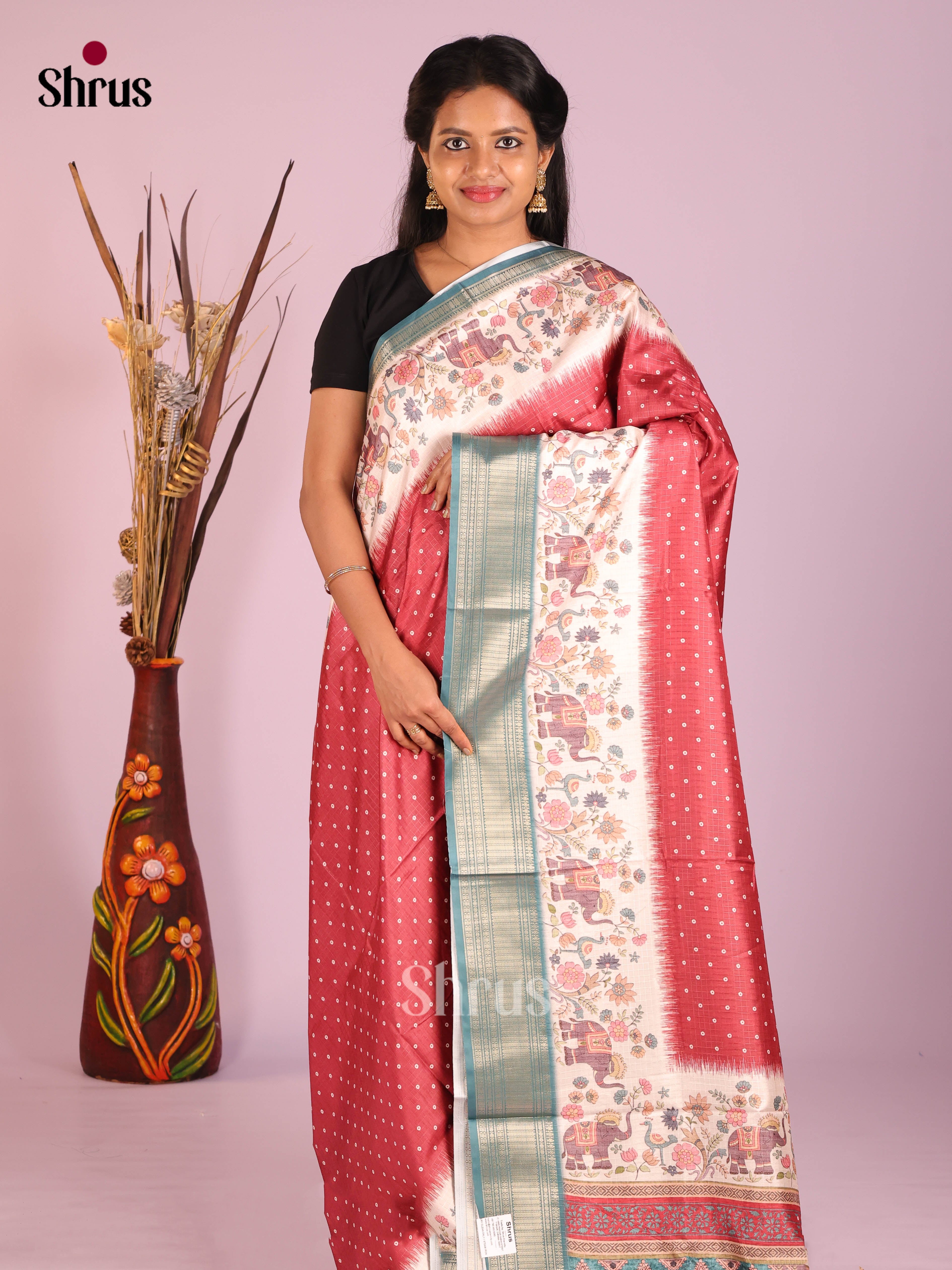 DIS09364 - Semi Dola silk Saree - Shop on Shrus.com