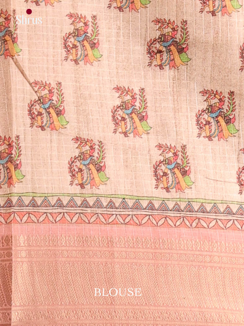 pink & Cream - Semi Dola silk Saree