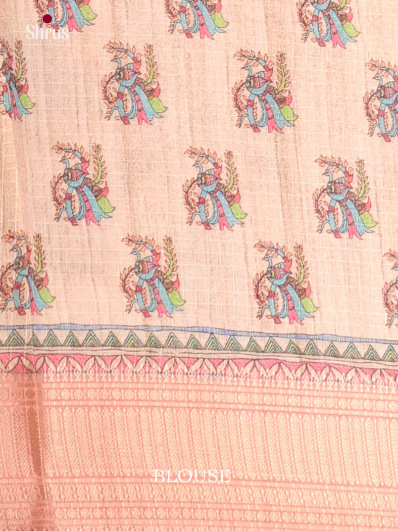 Mustard & Cream - Semi Dola silk Saree