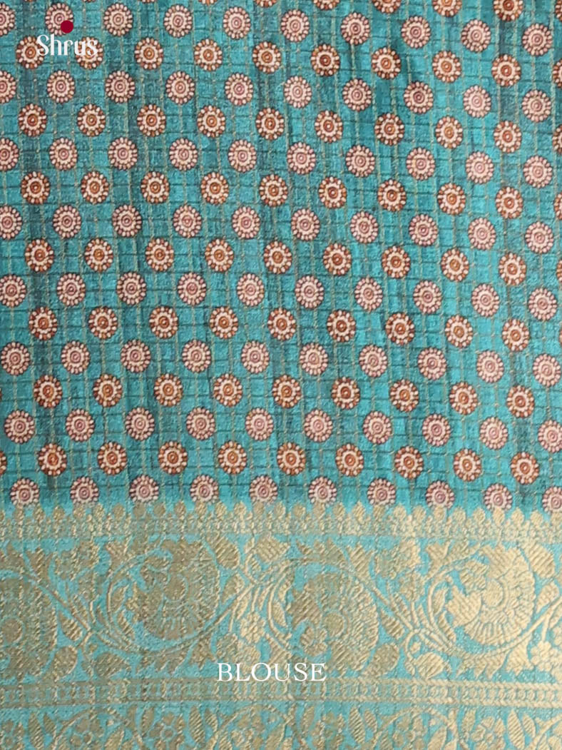 Brown & Blue - Semi Dola silk Saree