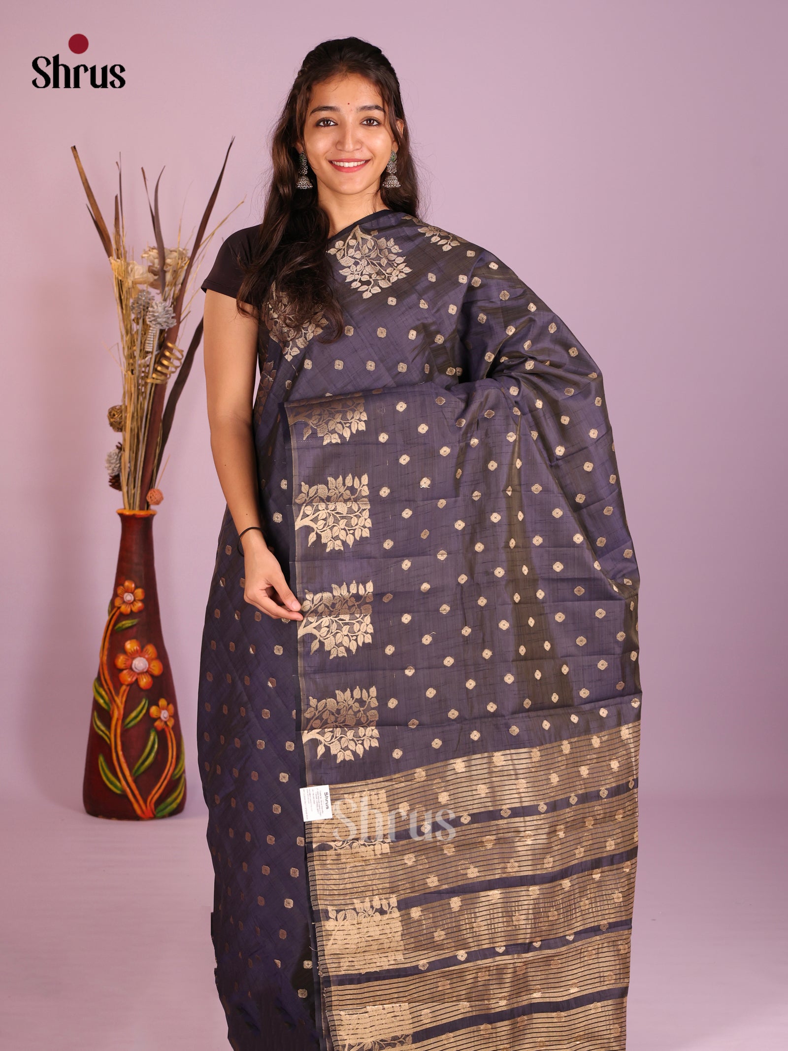 Blue - Semi Rawsilk Saree