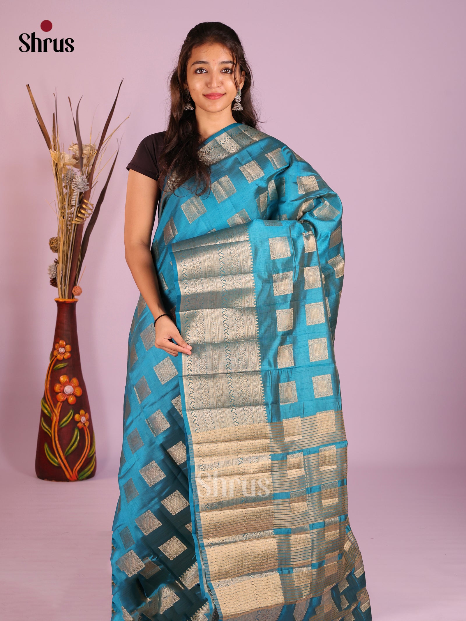 Blue - Semi Rawsilk Saree