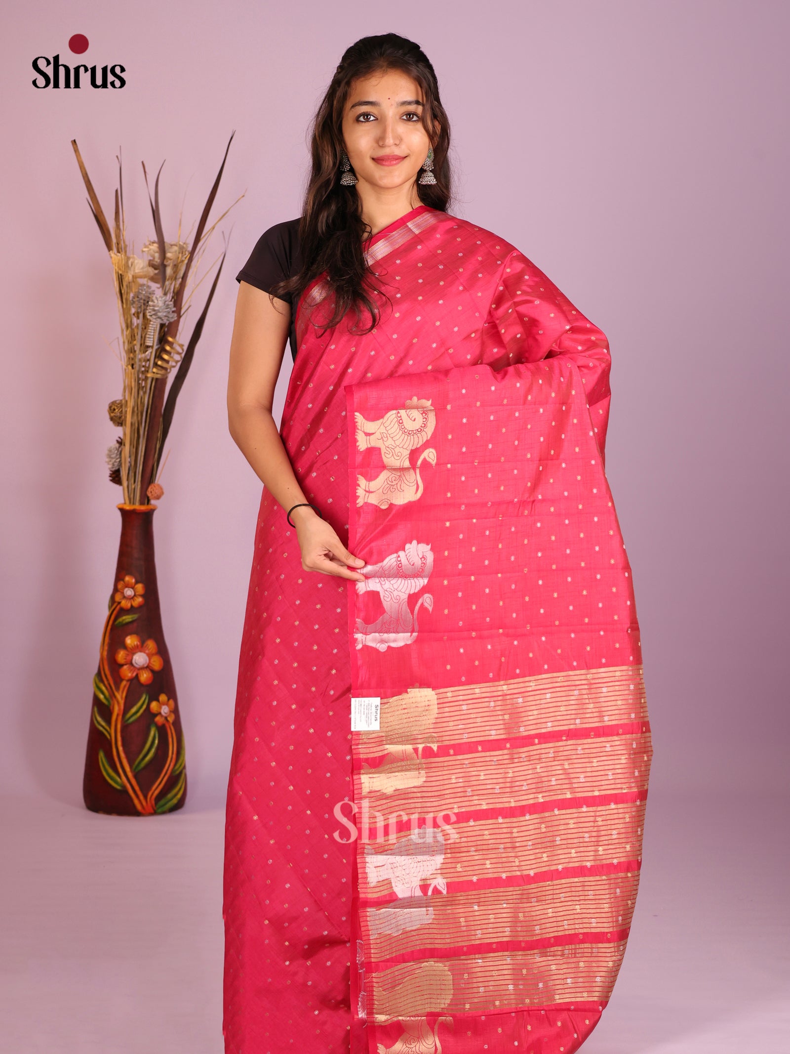 Red - Semi Rawsilk Saree