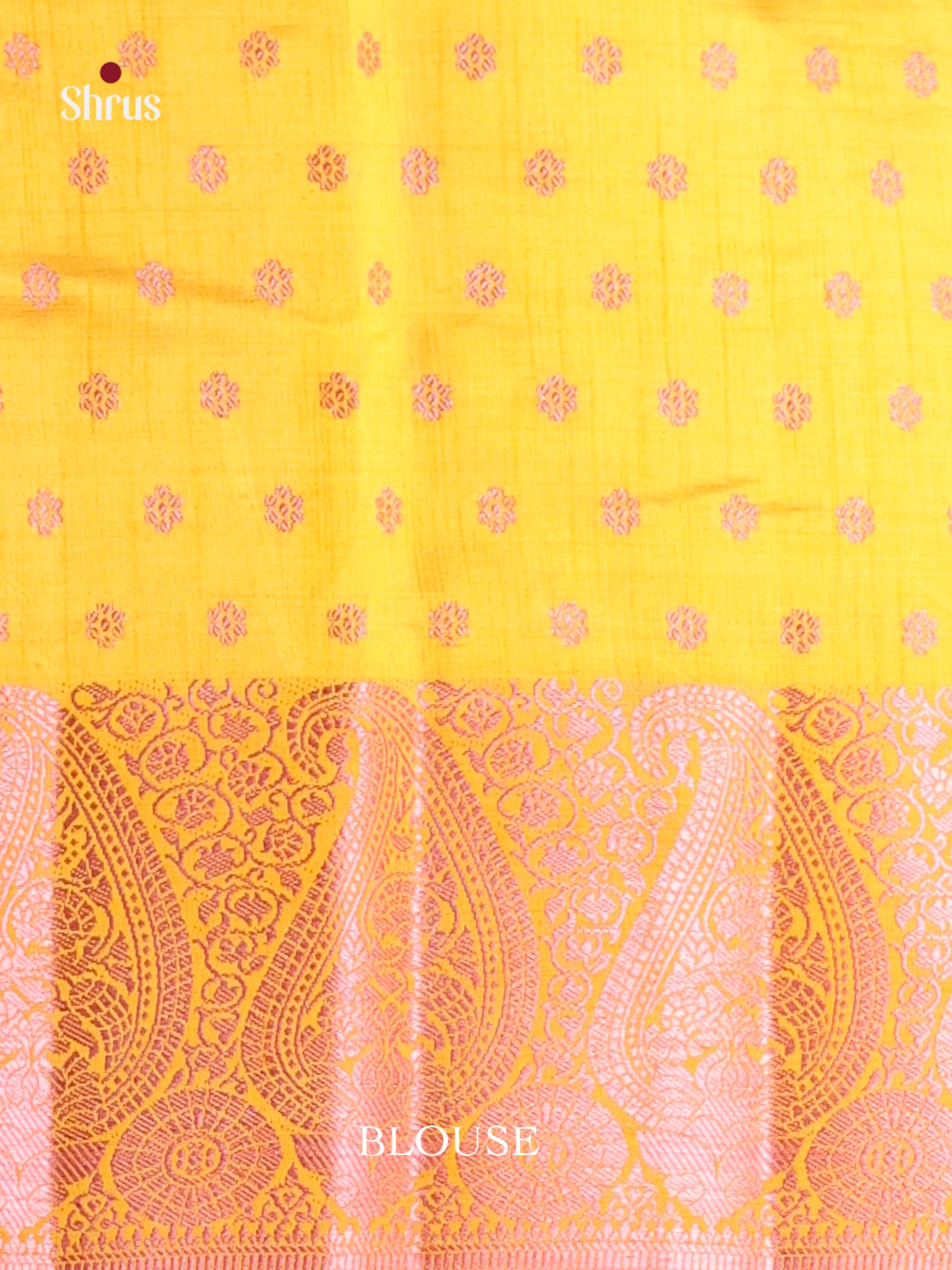 Yellow  & Pink - Semi Rawsilk Saree