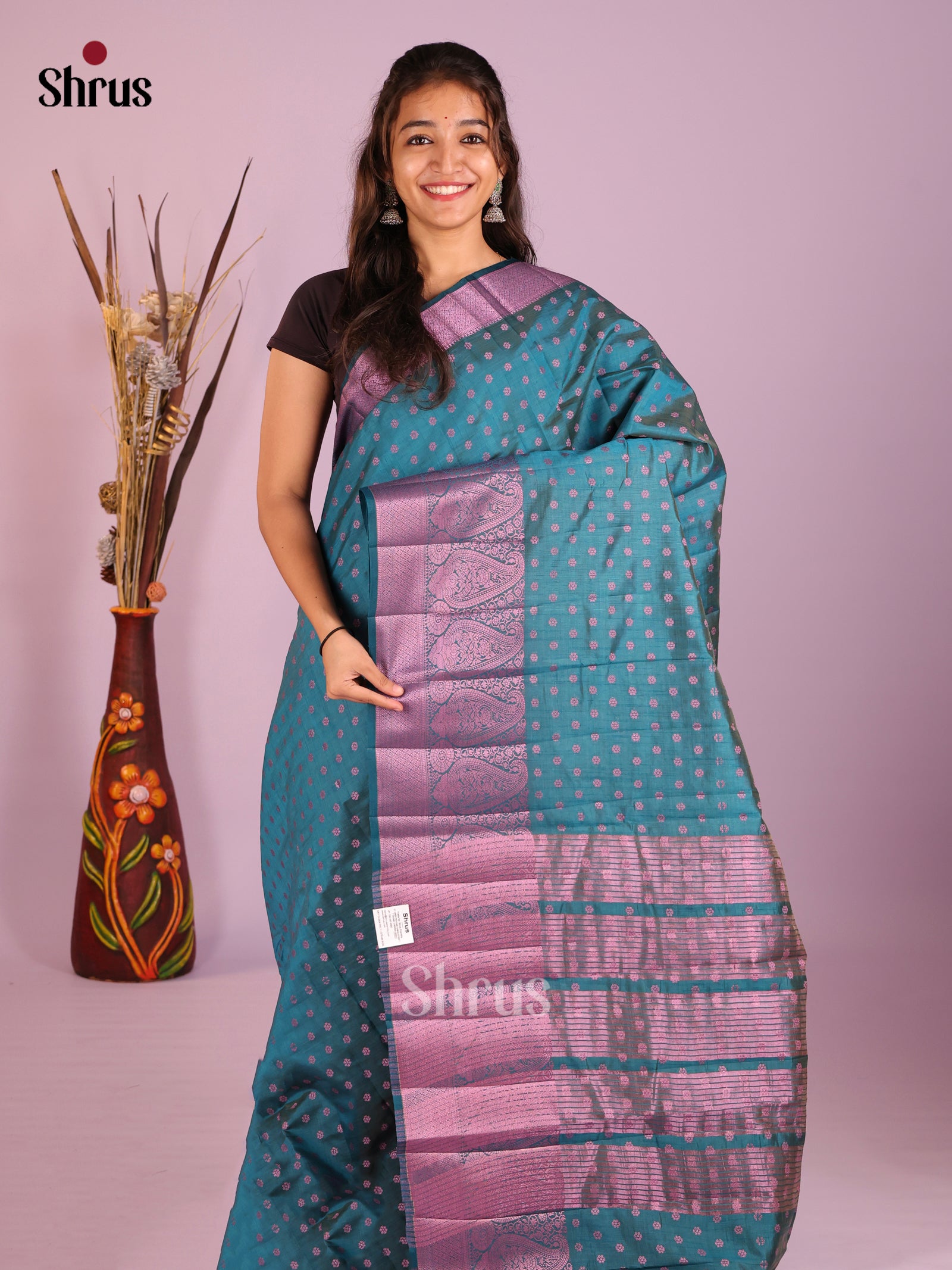 Blue - Semi Rawsilk Saree