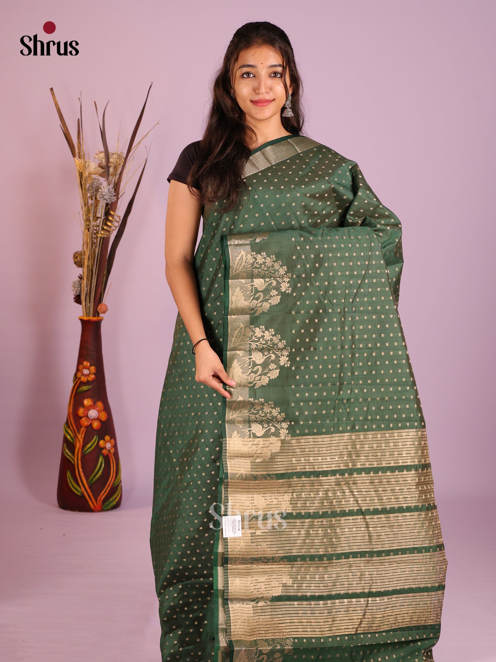 Green- Semi Rawsilk Saree