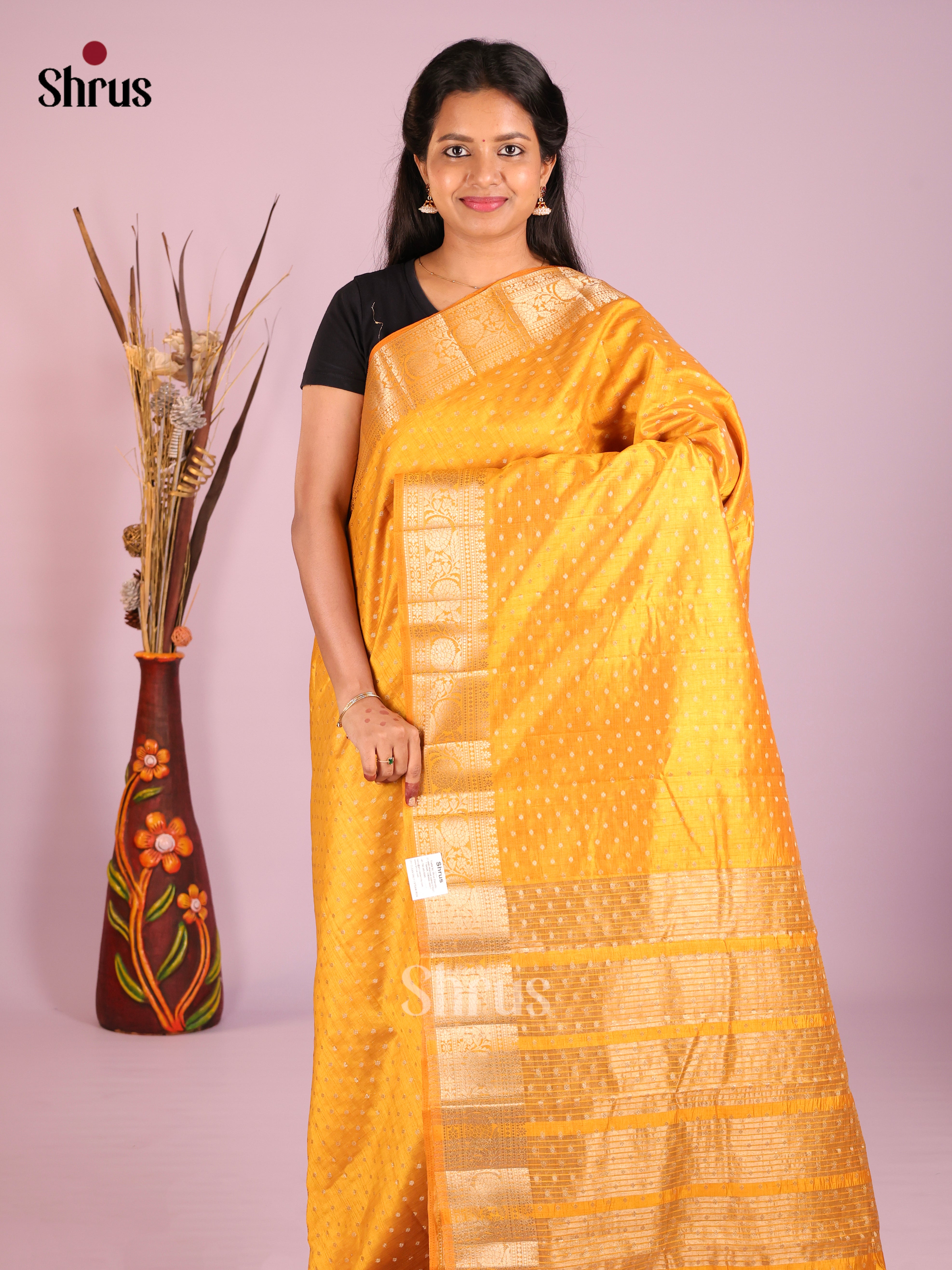 Mustard - Semi Rawsilk Saree