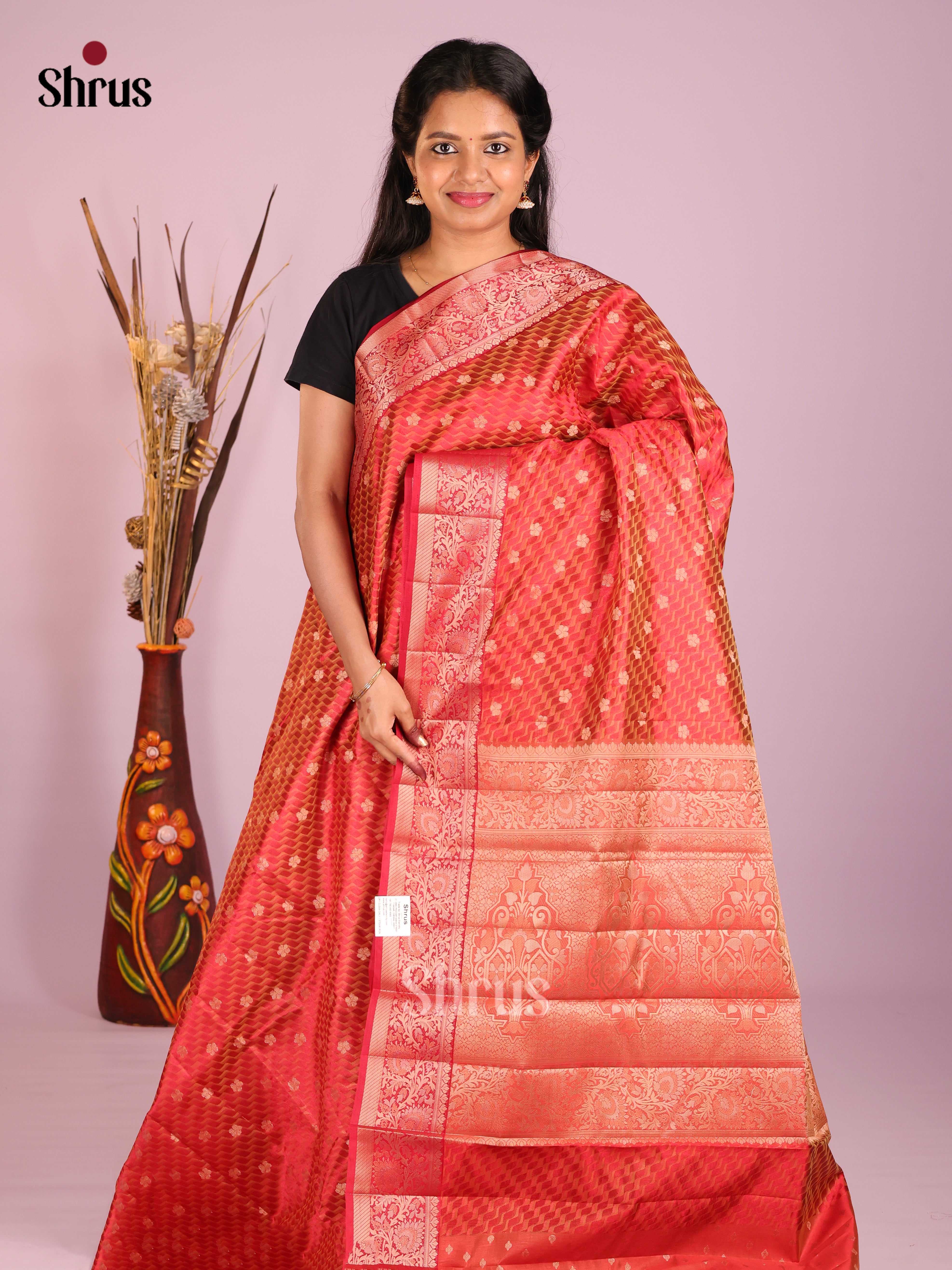 Red - Semi Rawsilk Saree