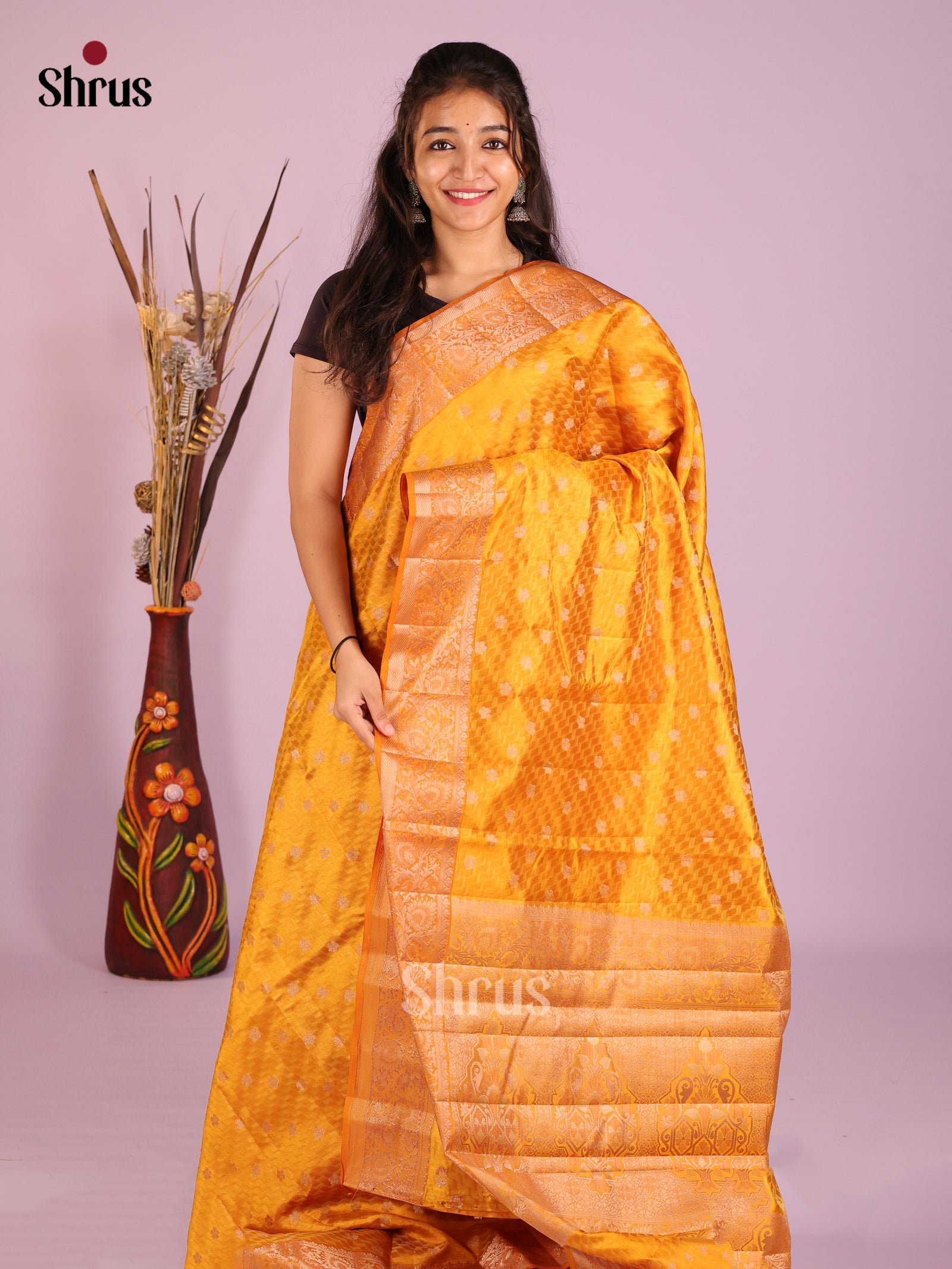 Mustard - Semi Rawsilk Saree