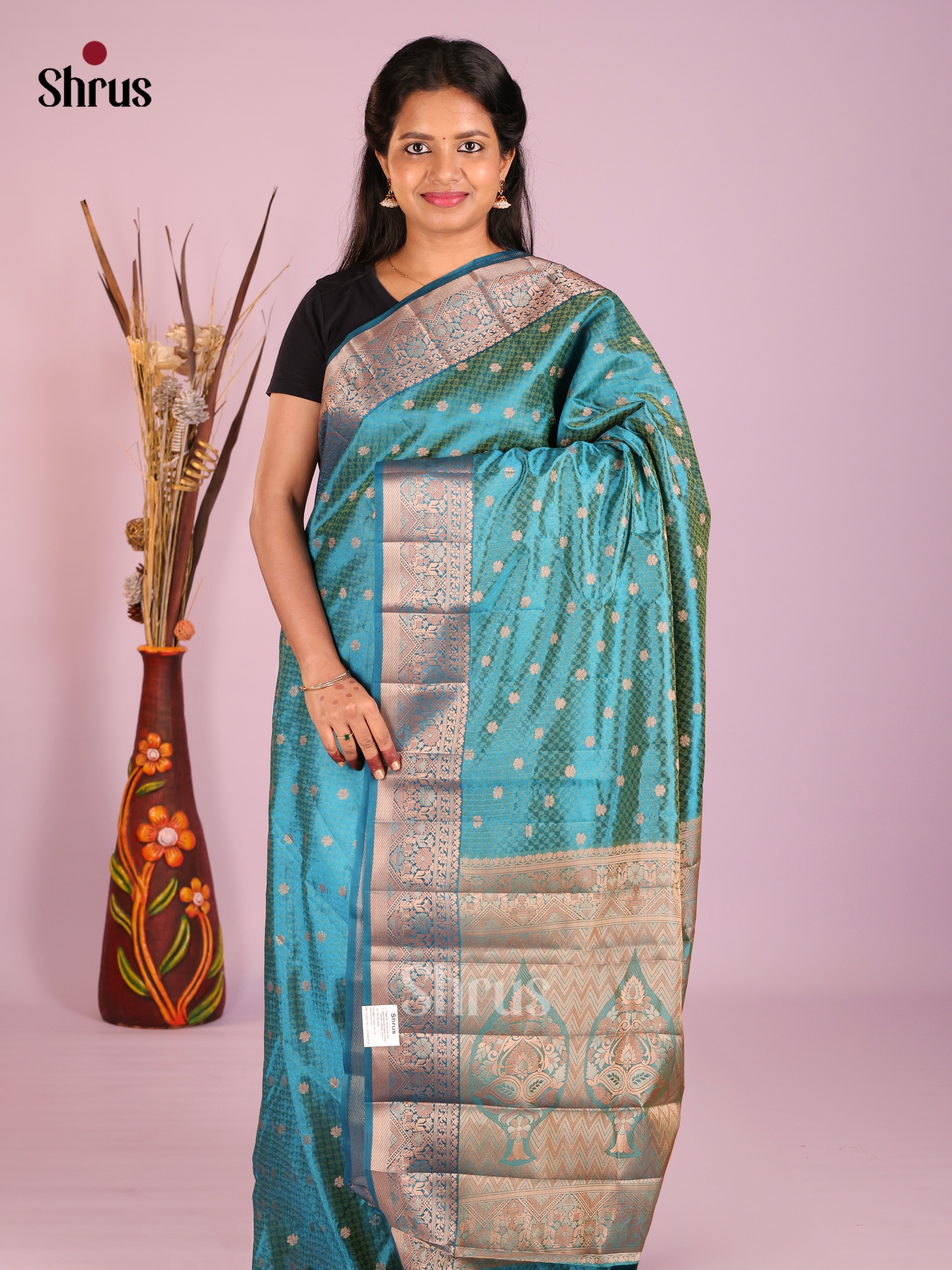 Blue - Semi Rawsilk Saree