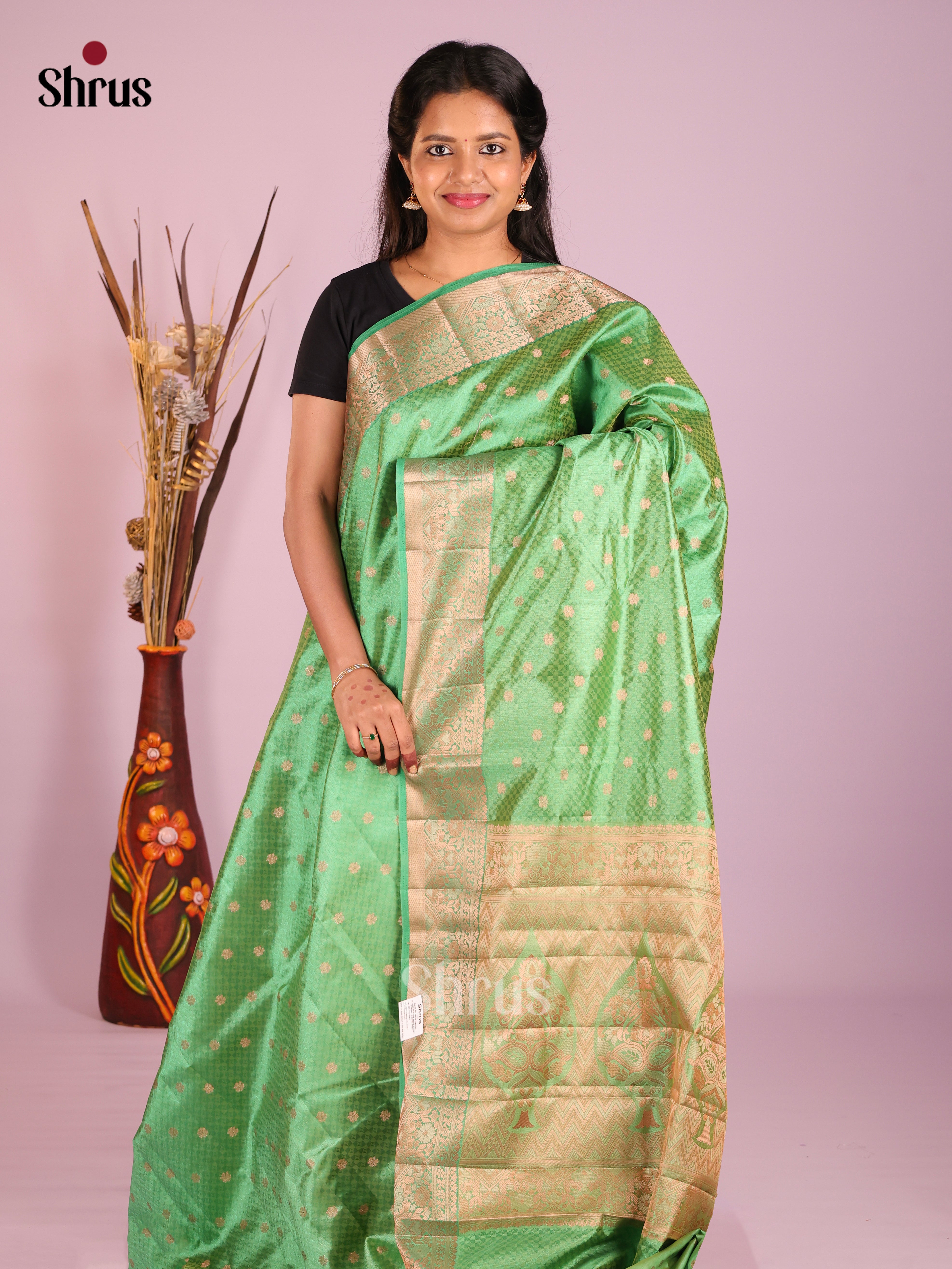 Pista Green - Semi Rawsilk Saree