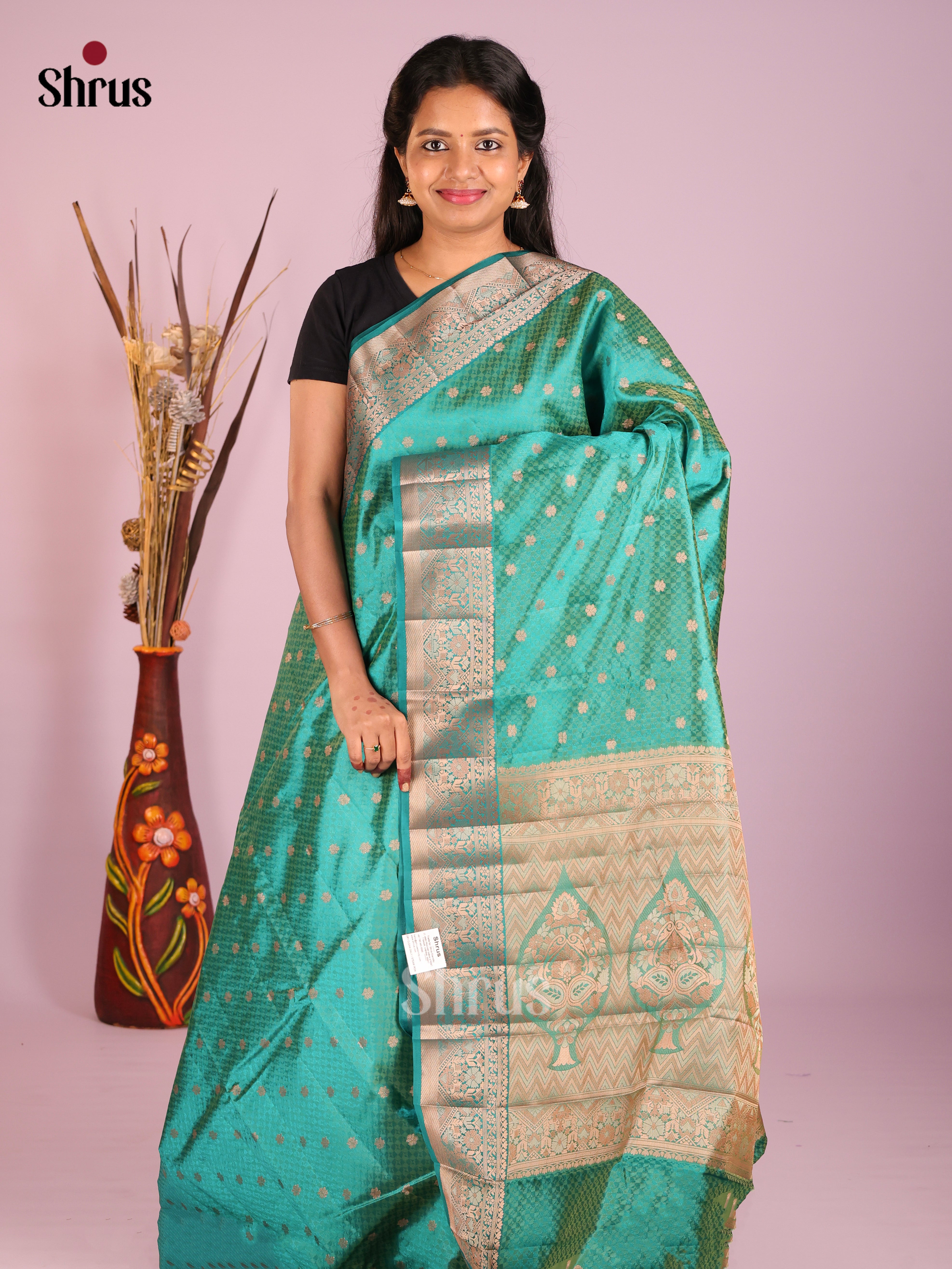 Green - Semi Rawsilk Saree