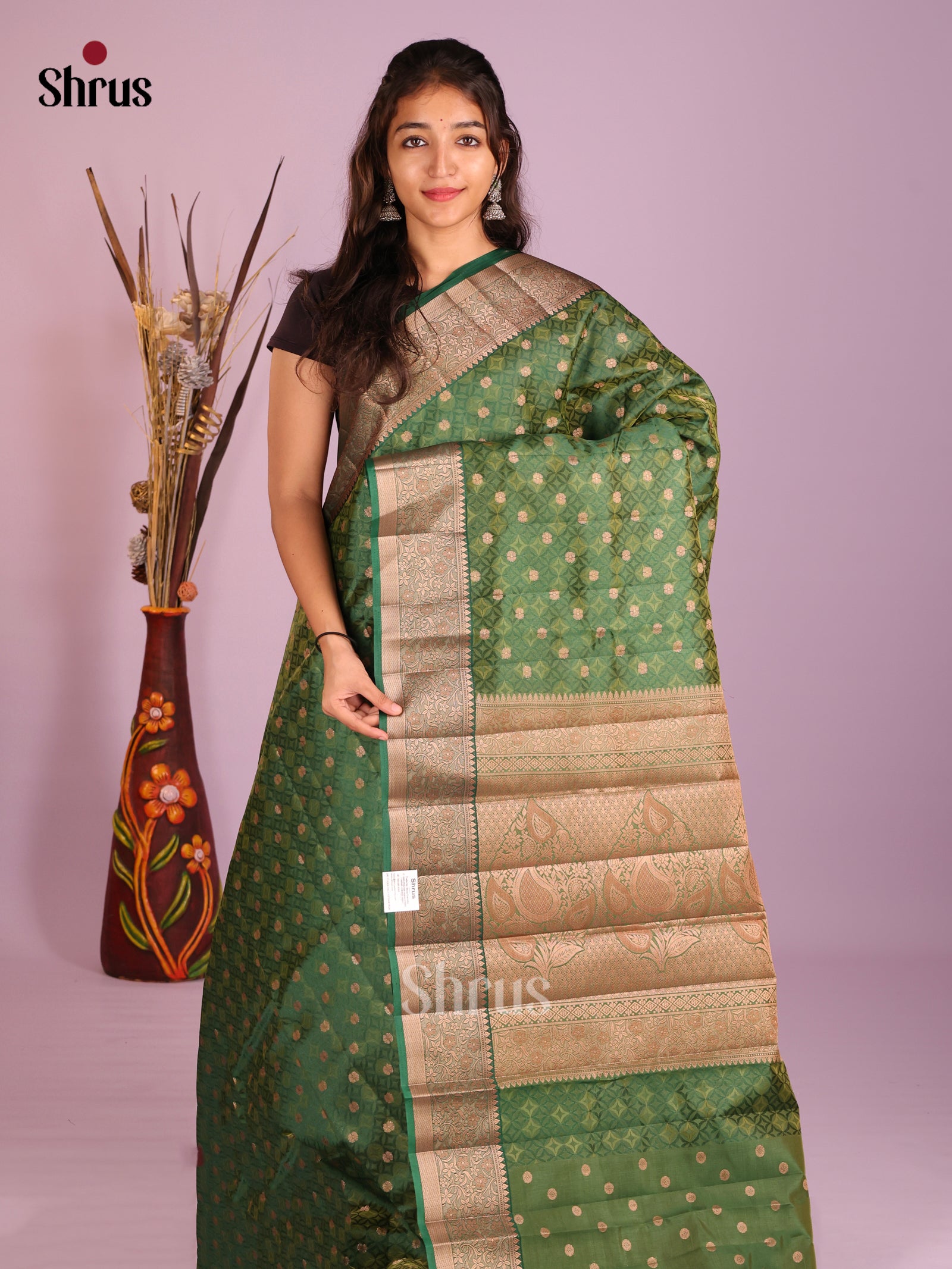 Green- Semi Rawsilk Saree