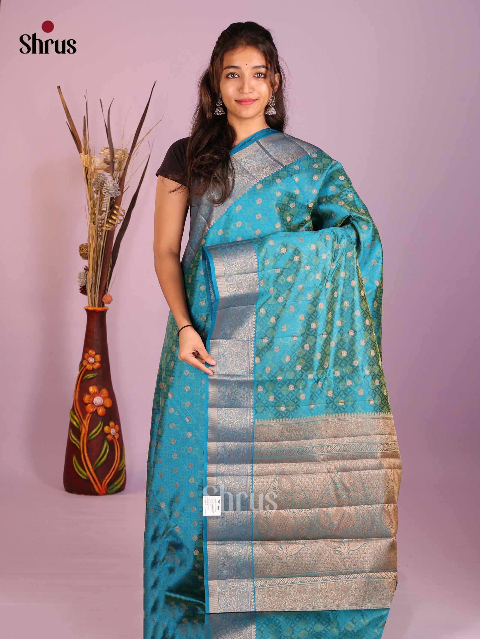 Blue - Semi Rawsilk Saree