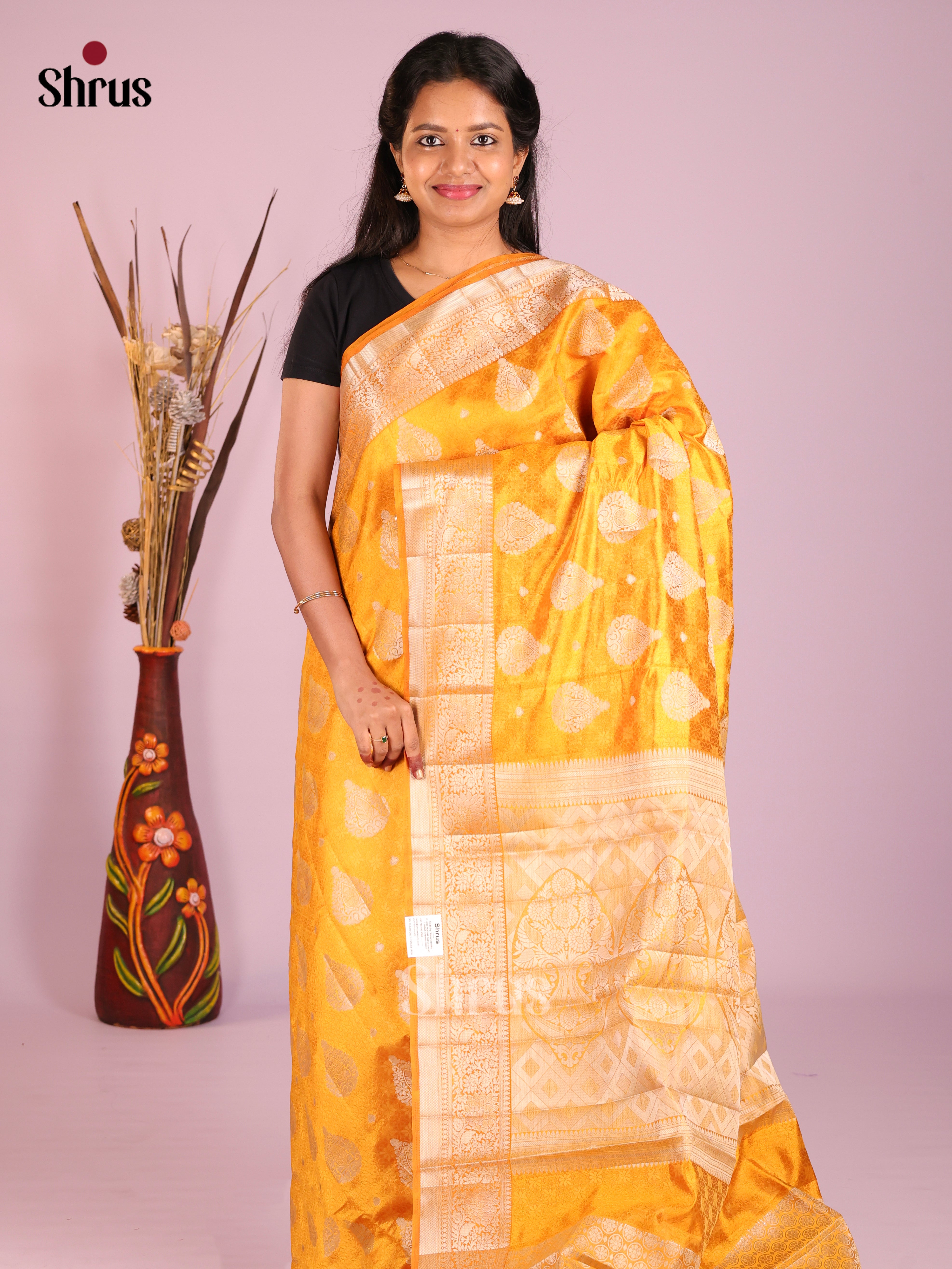 Mustard - Semi Rawsilk Saree