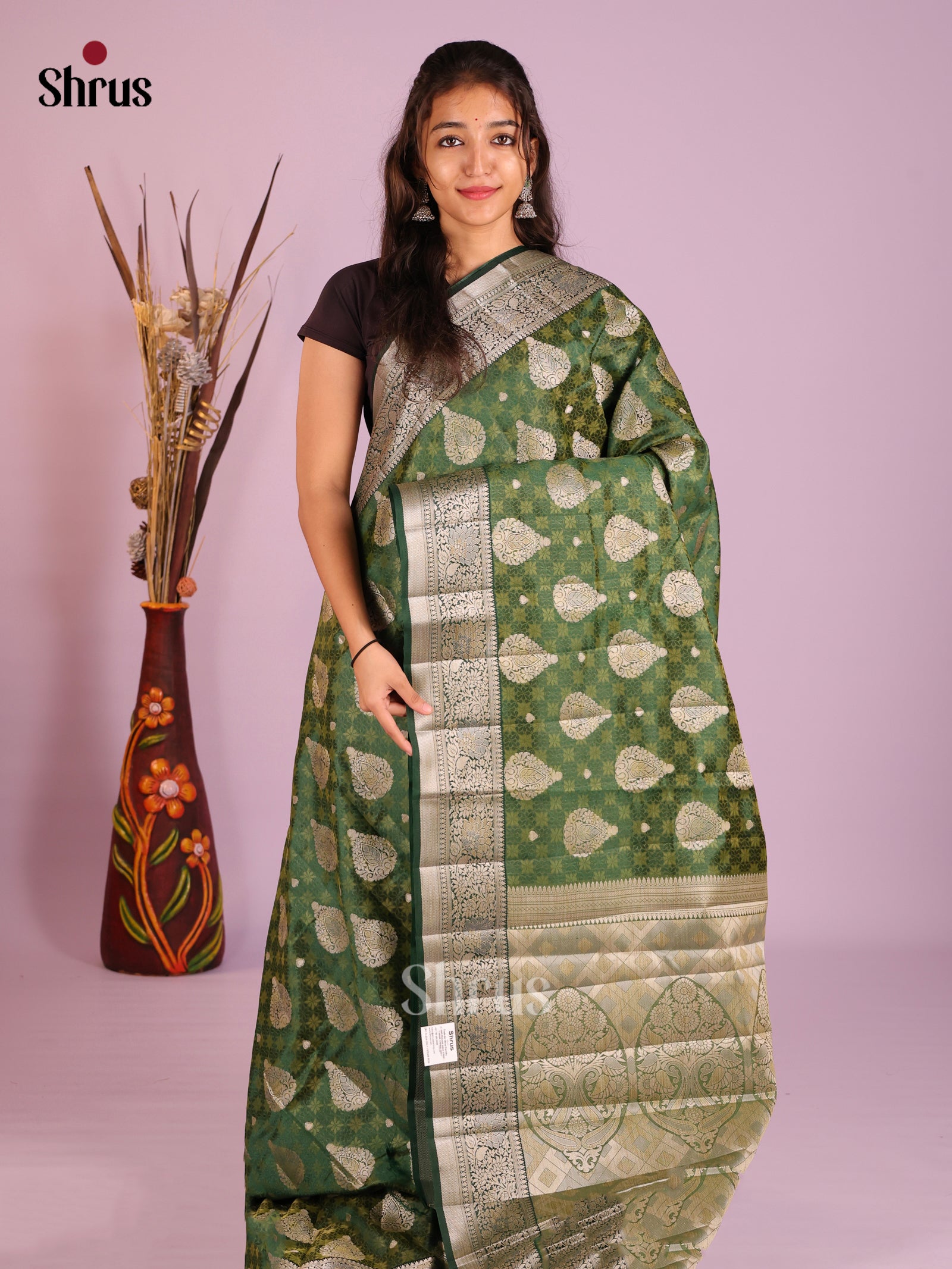 Green - Semi Rawsilk Saree
