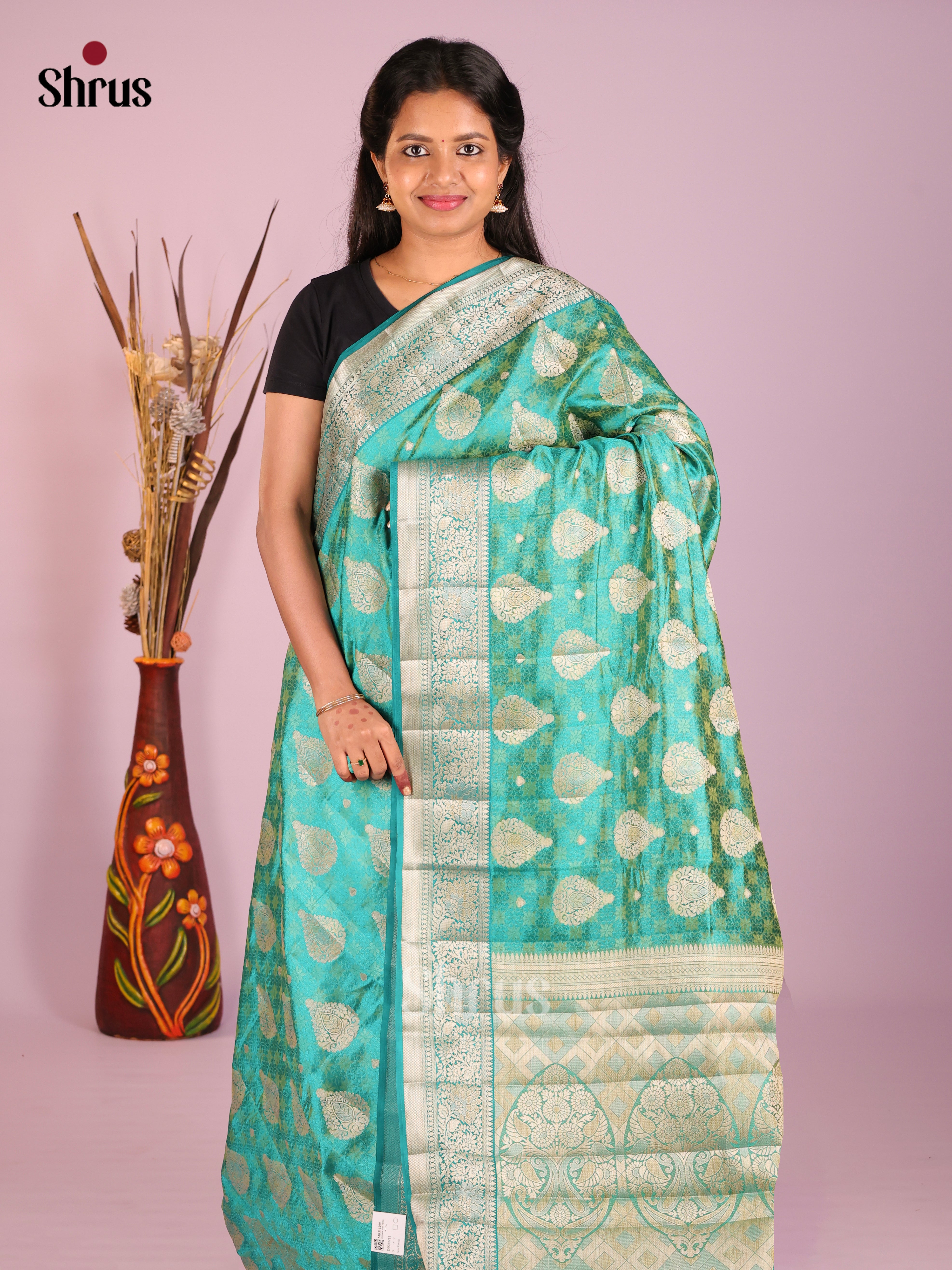 Green - Semi Rawsilk Saree