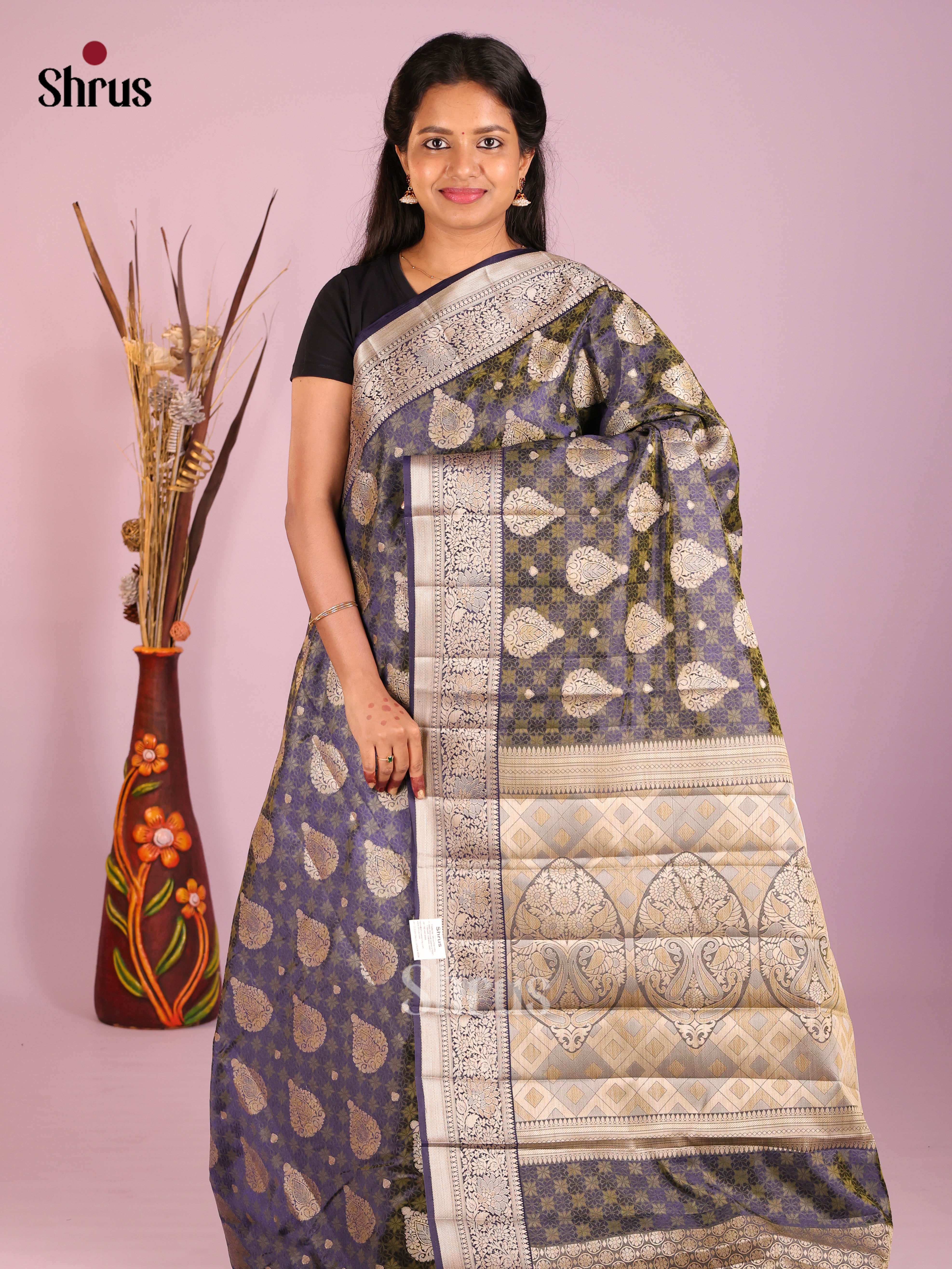 Blue - Semi Rawsilk Saree