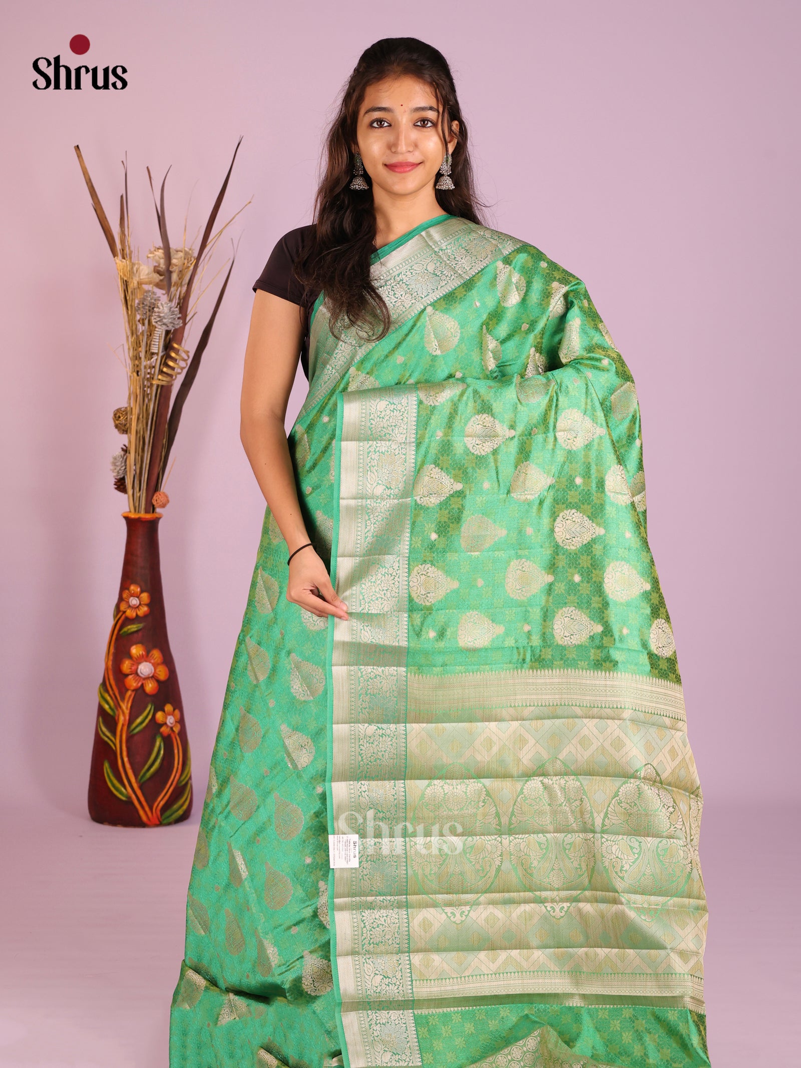 Pista Green - Semi Rawsilk Saree