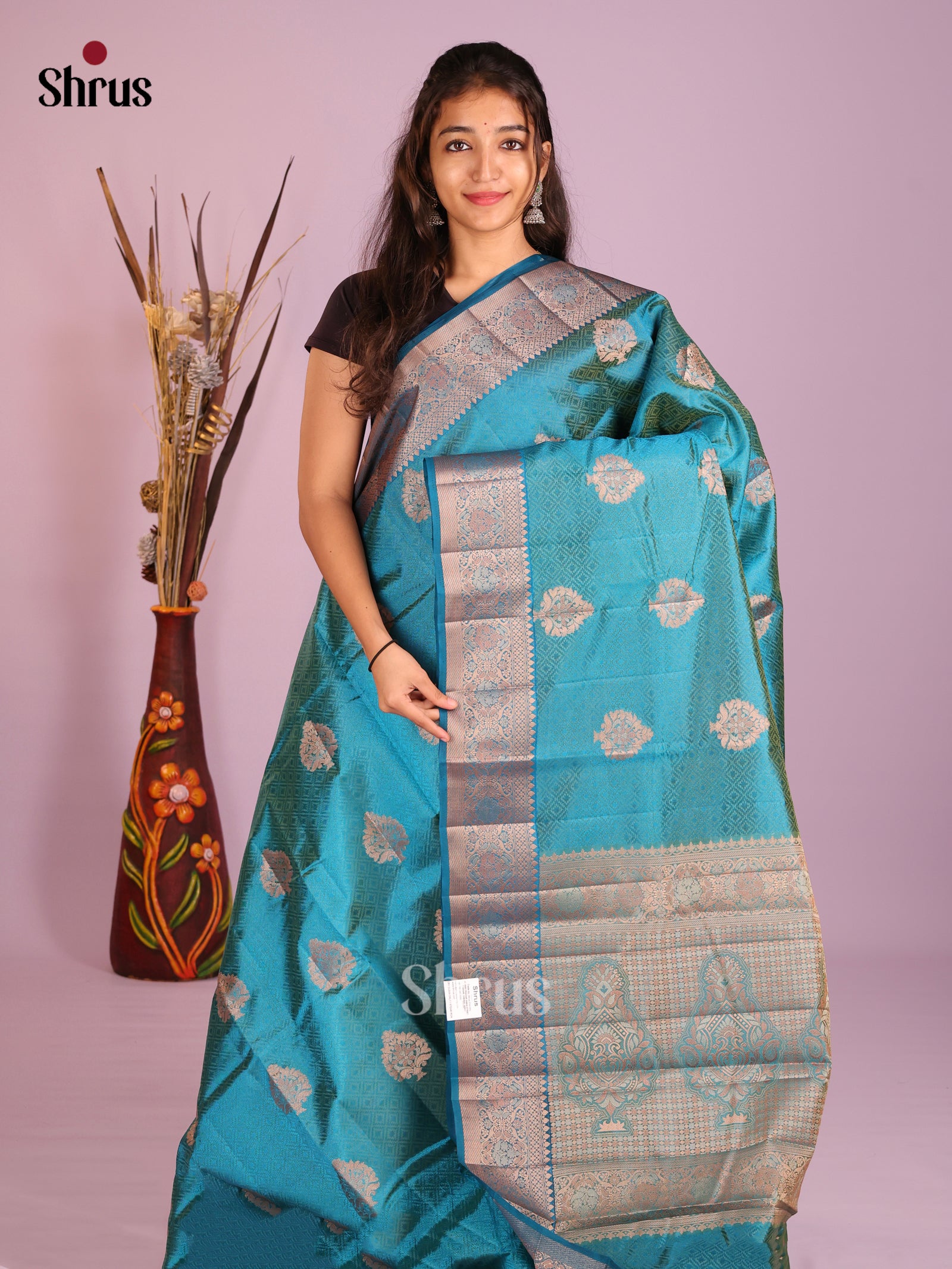 Blue - Semi Rawsilk Saree