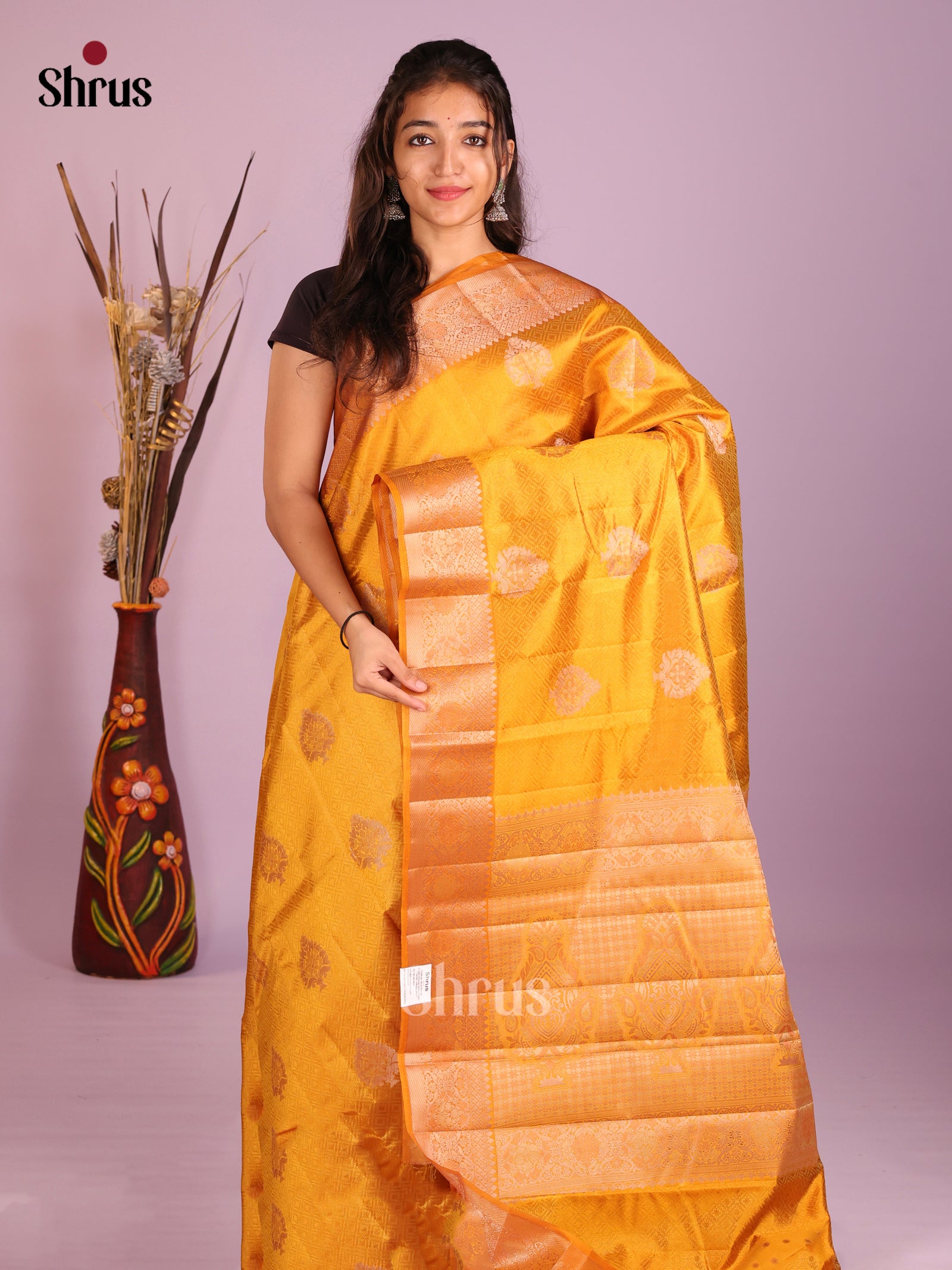 Mustard - Semi Rawsilk Saree