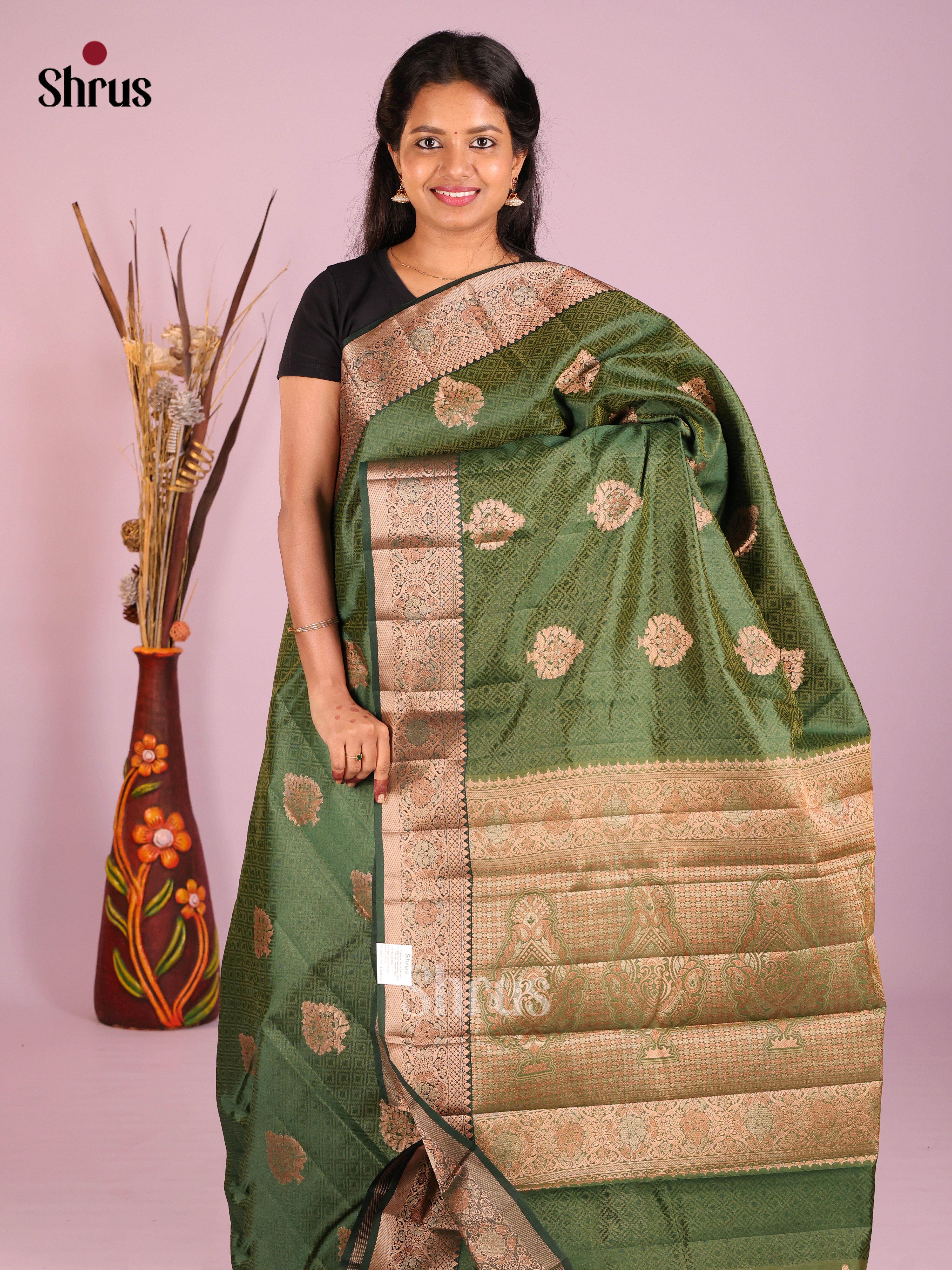 Green - Semi Rawsilk Saree