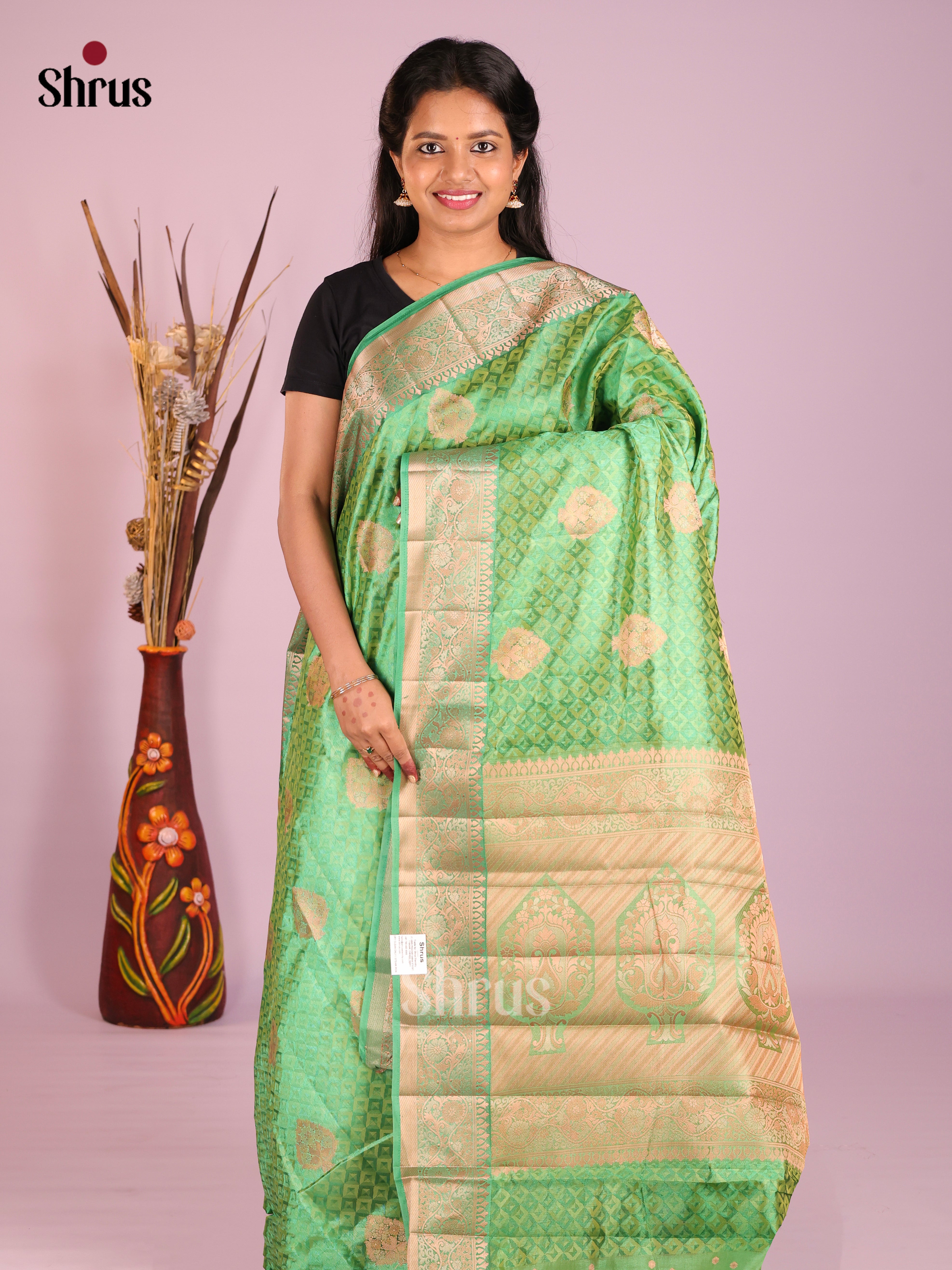Pista Green - Semi Rawsilk Saree