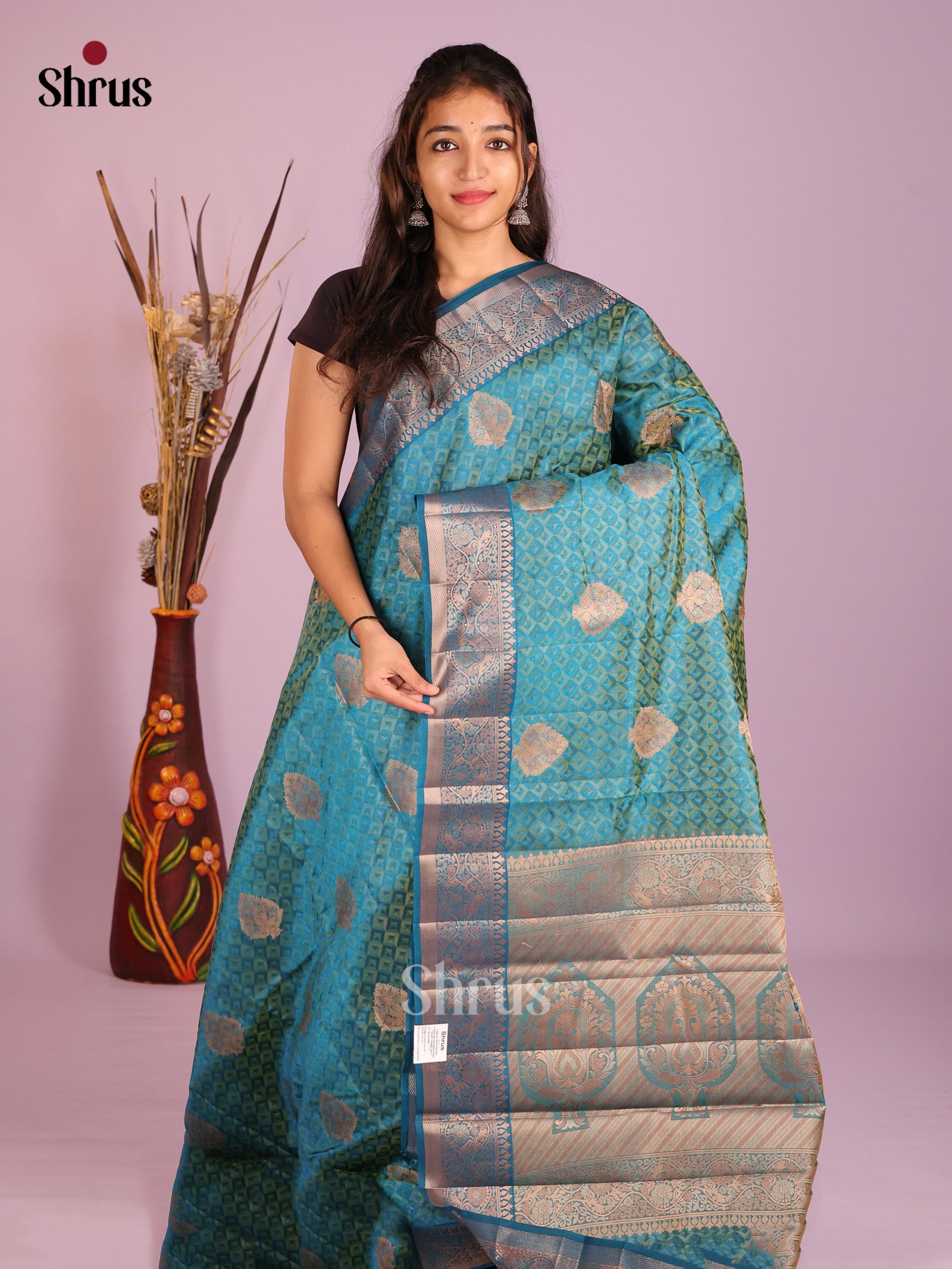 Blue - Semi Rawsilk Saree