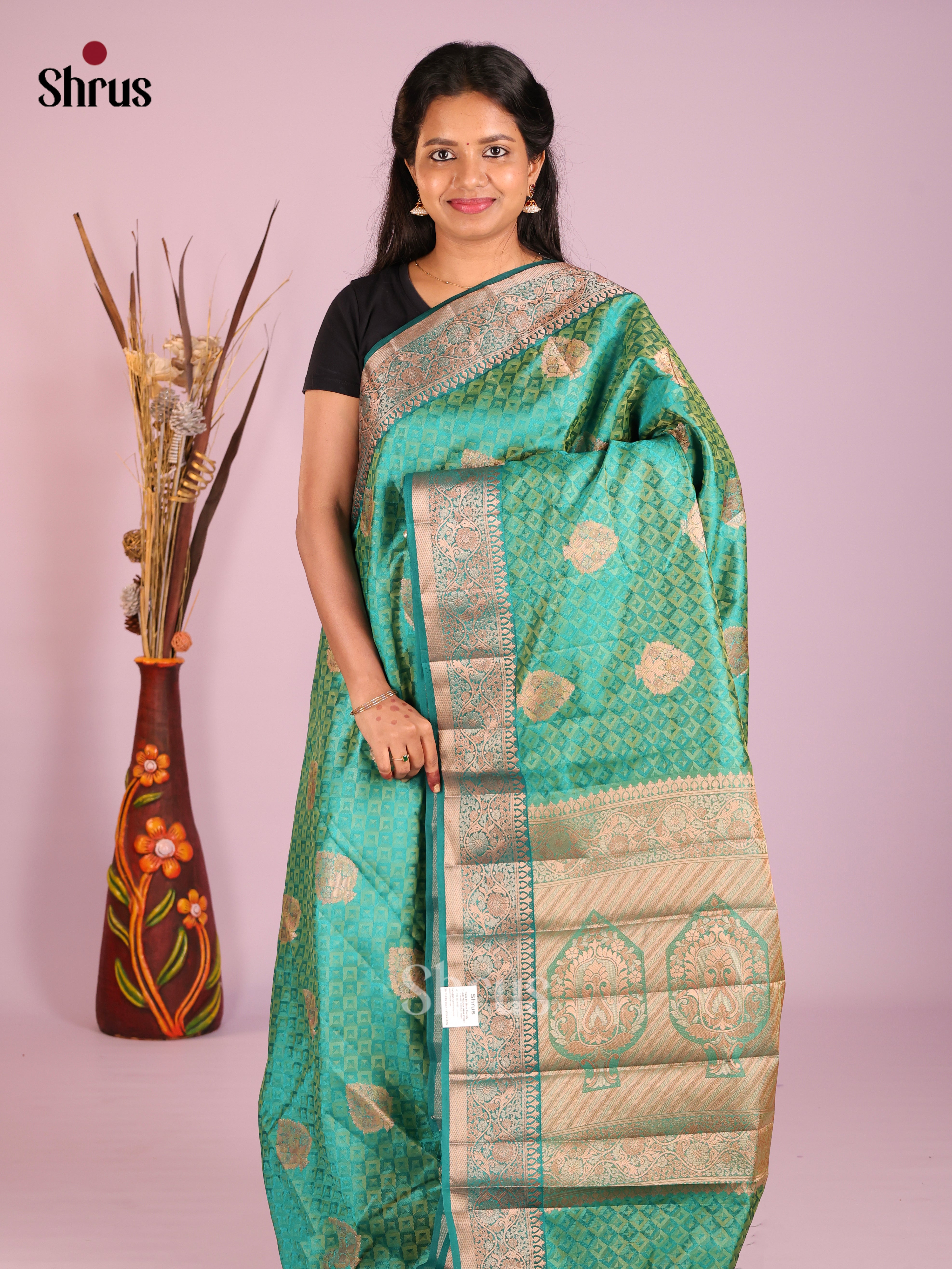Green - Semi Rawsilk Saree