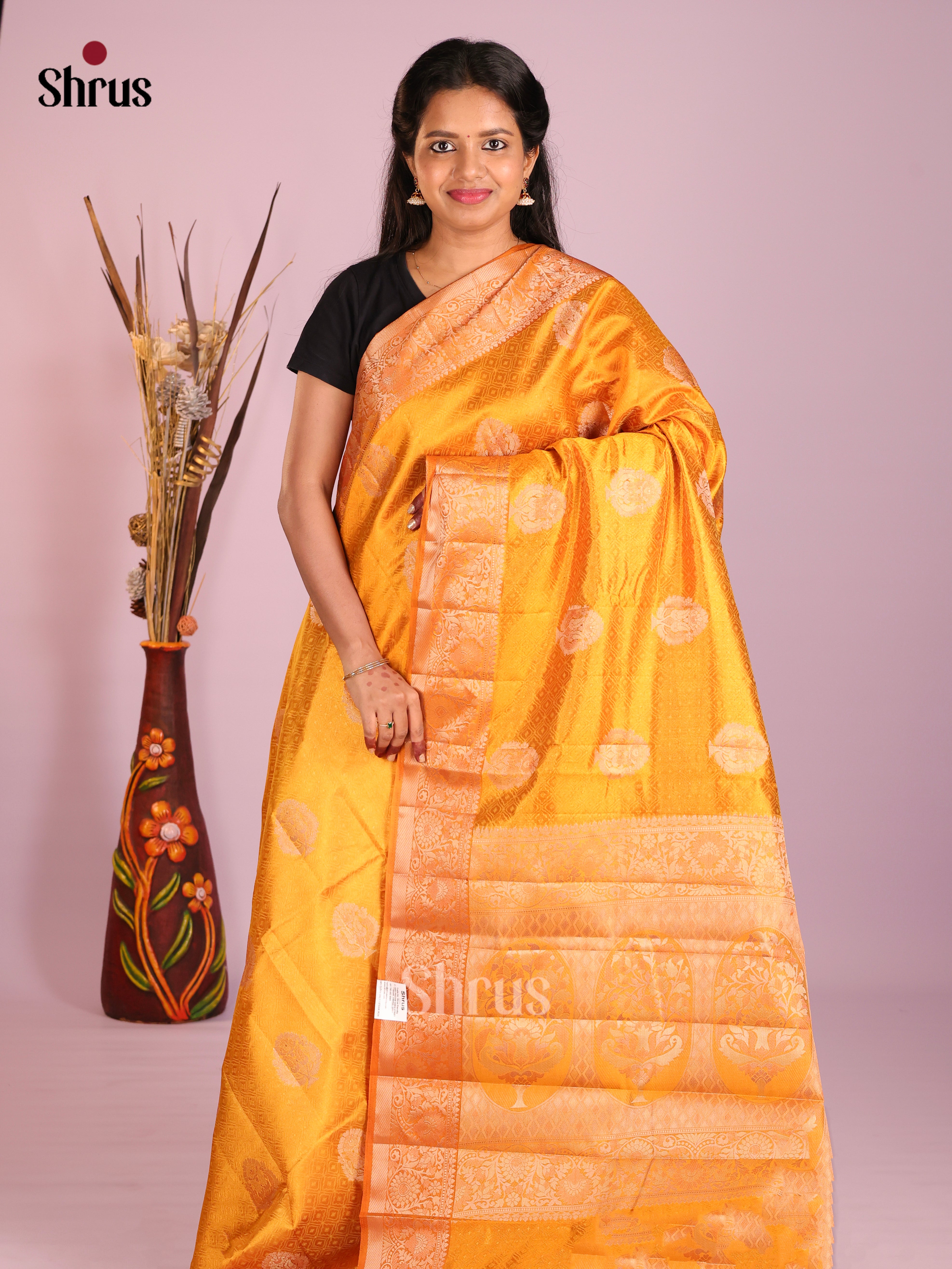 Mustard - Semi Rawsilk Saree