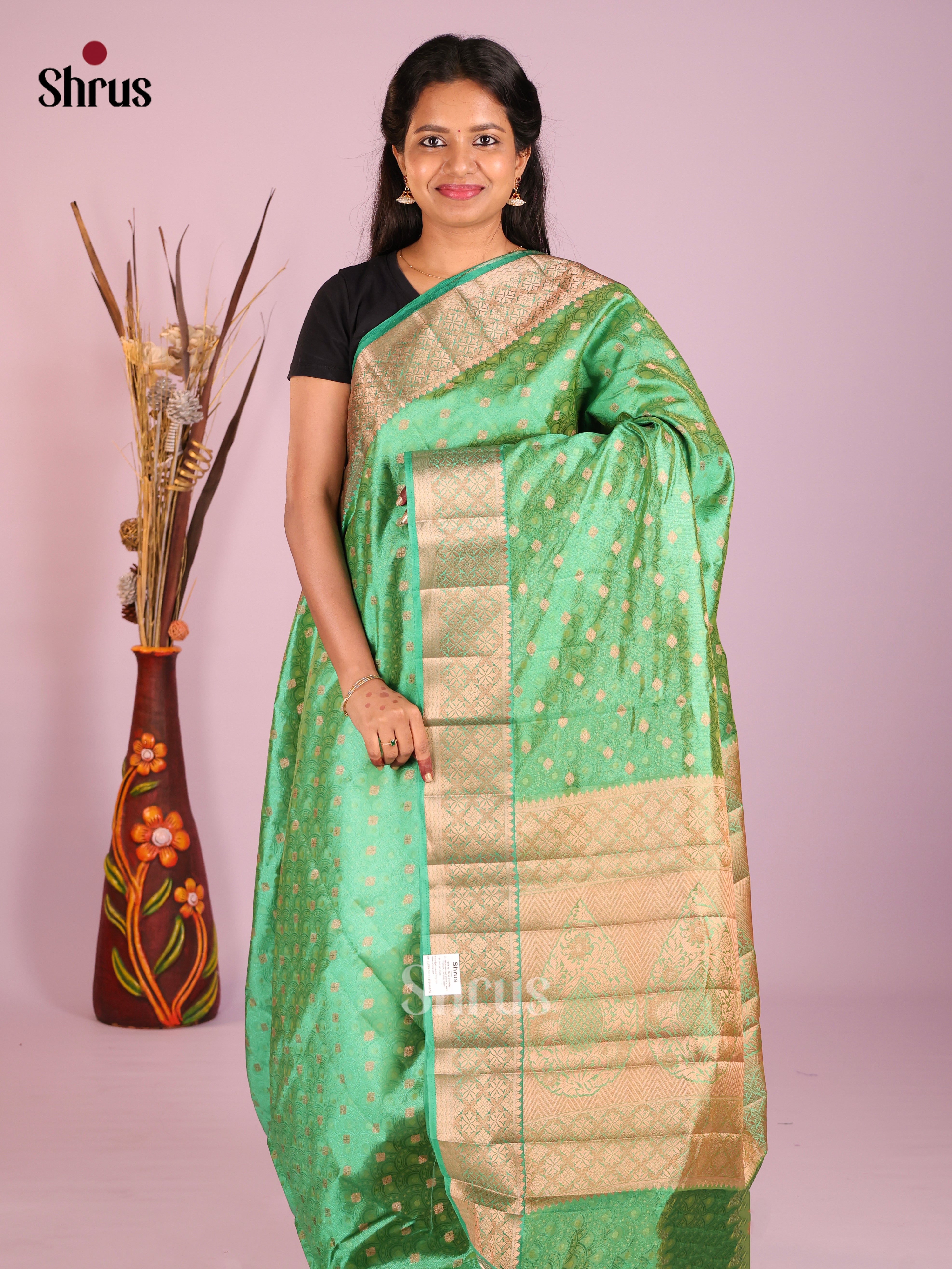 Pista Green - Semi Rawsilk Saree