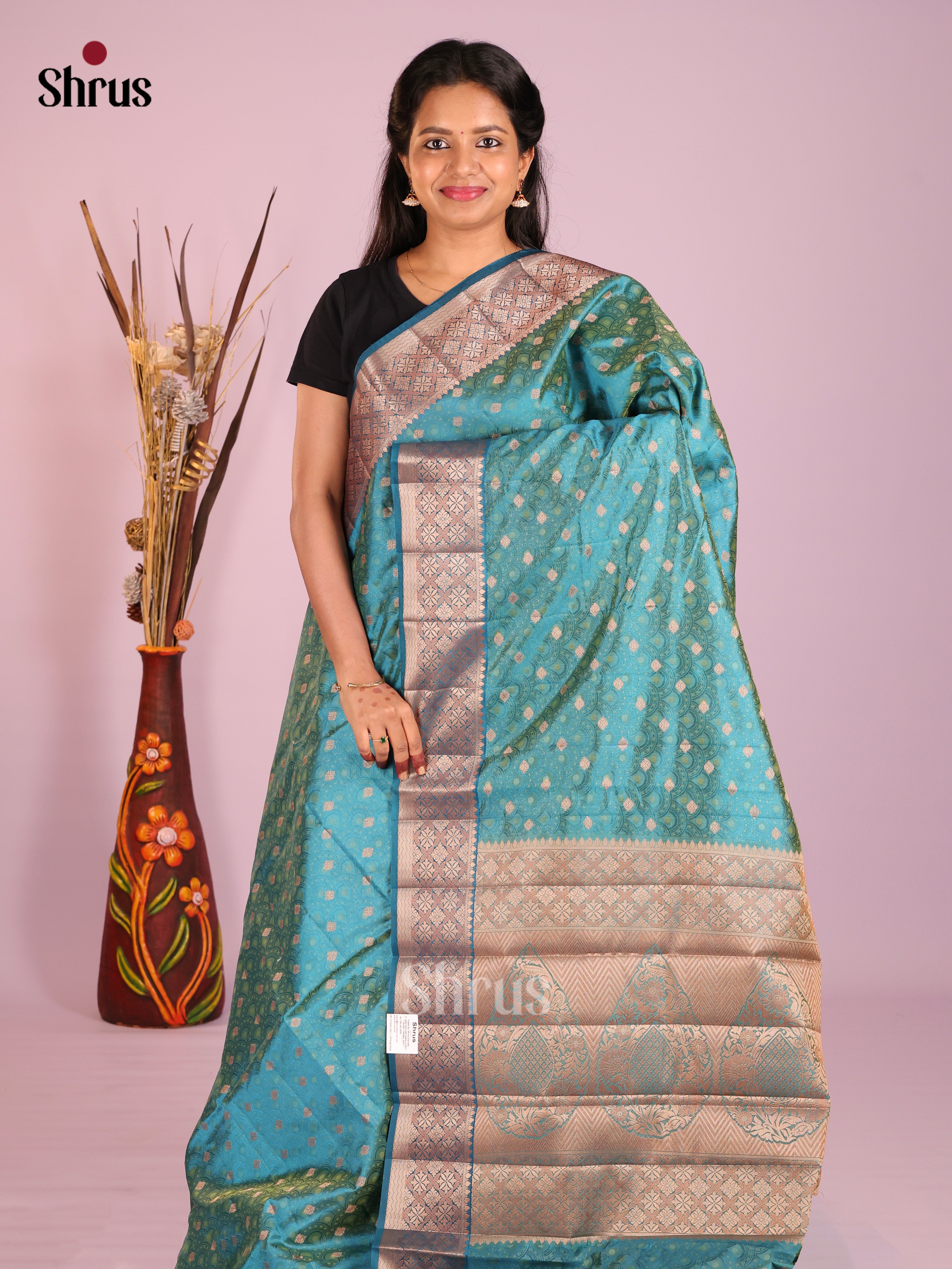 Blue - Semi Rawsilk Saree