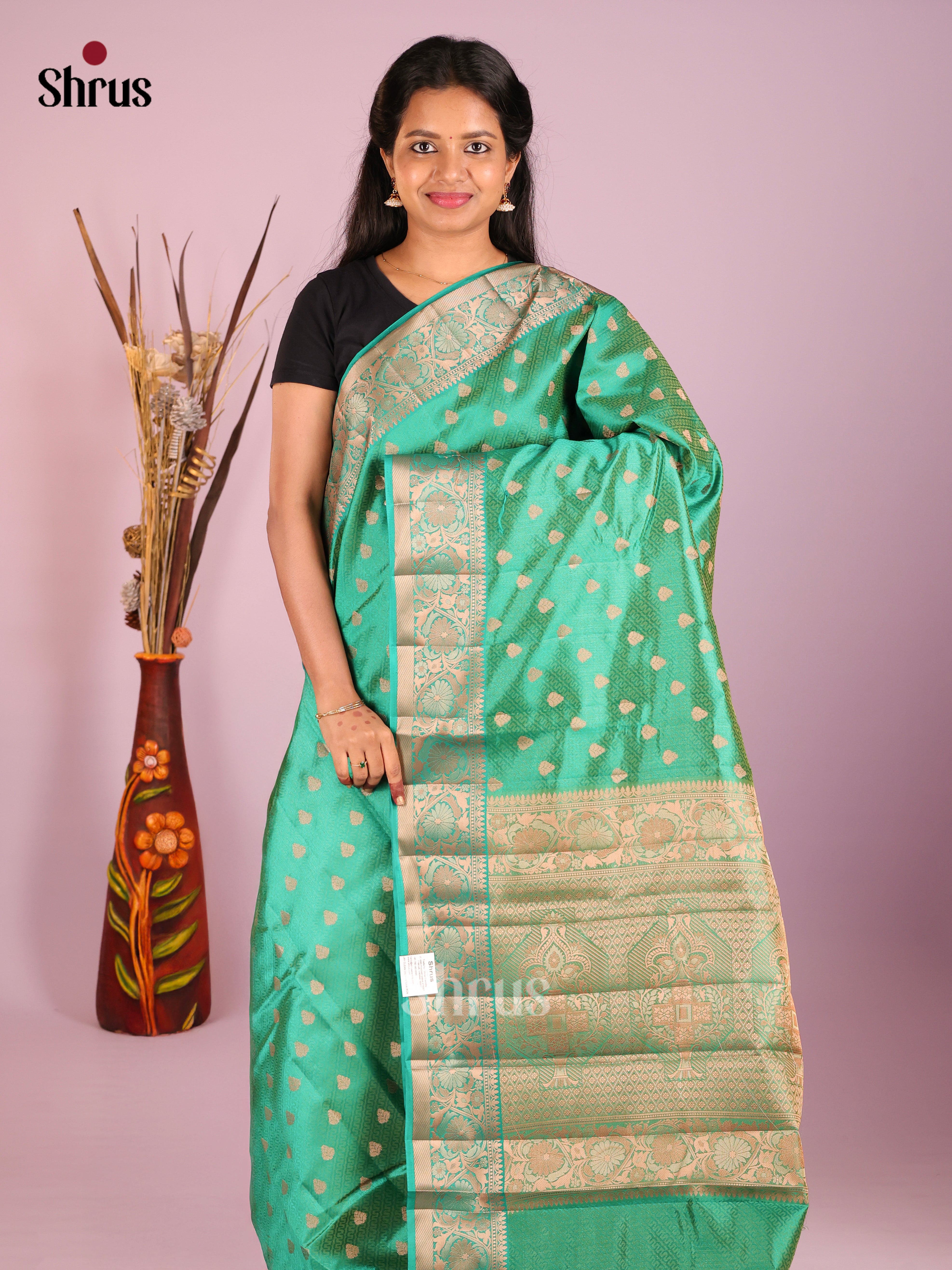 Green - Semi Rawsilk Saree