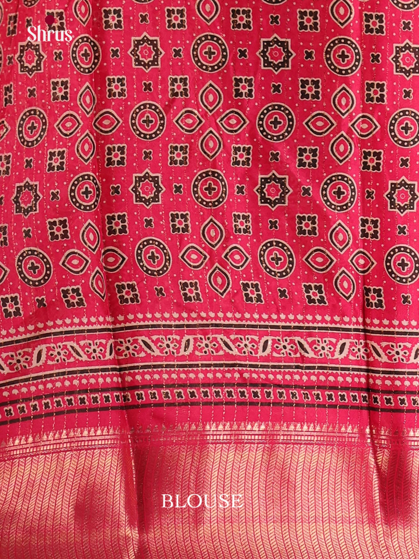 Cream & Pink - Semi Crepe Saree