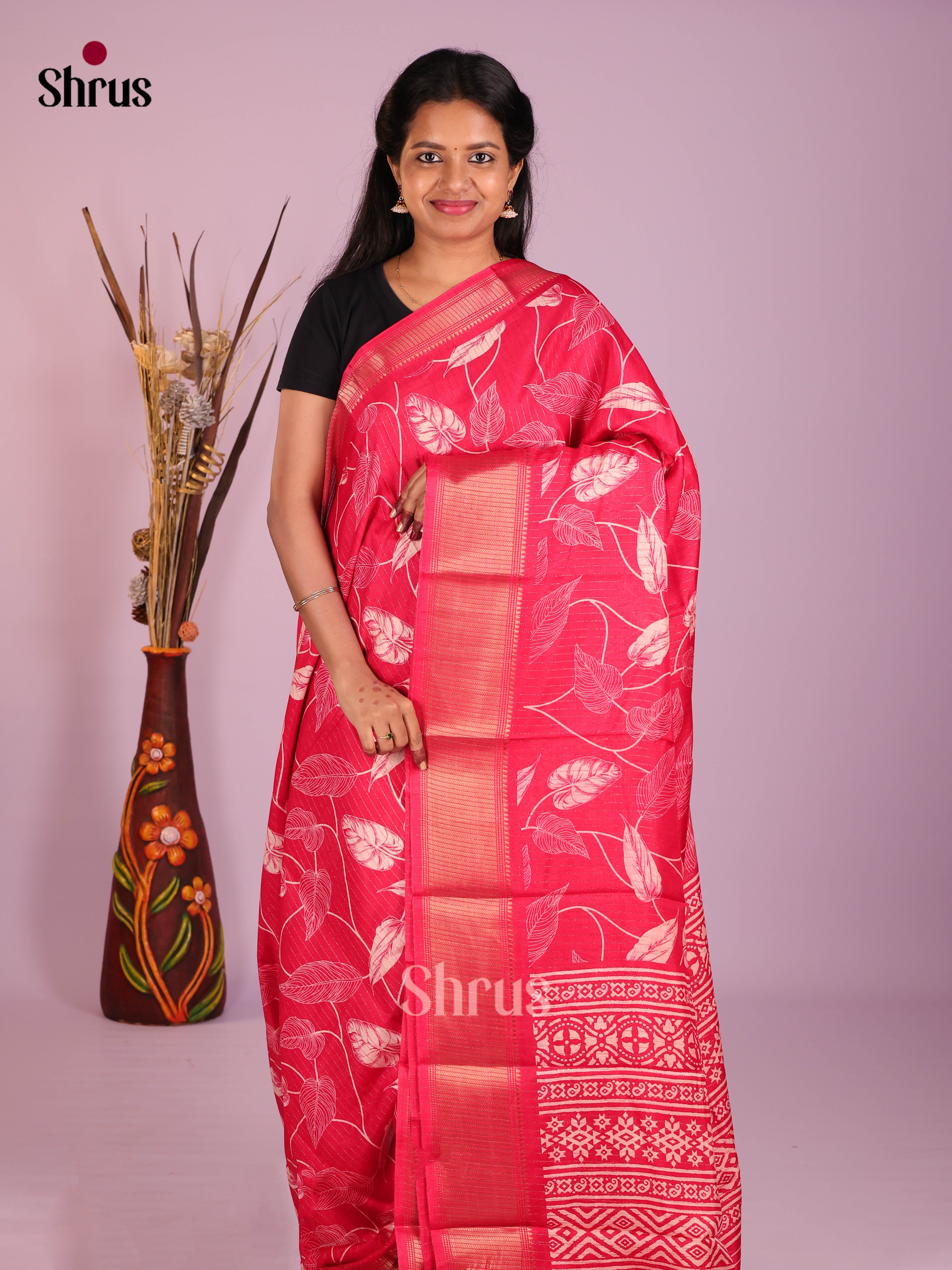 Pink - Semi Crepe Saree - Shop on Shrus.com