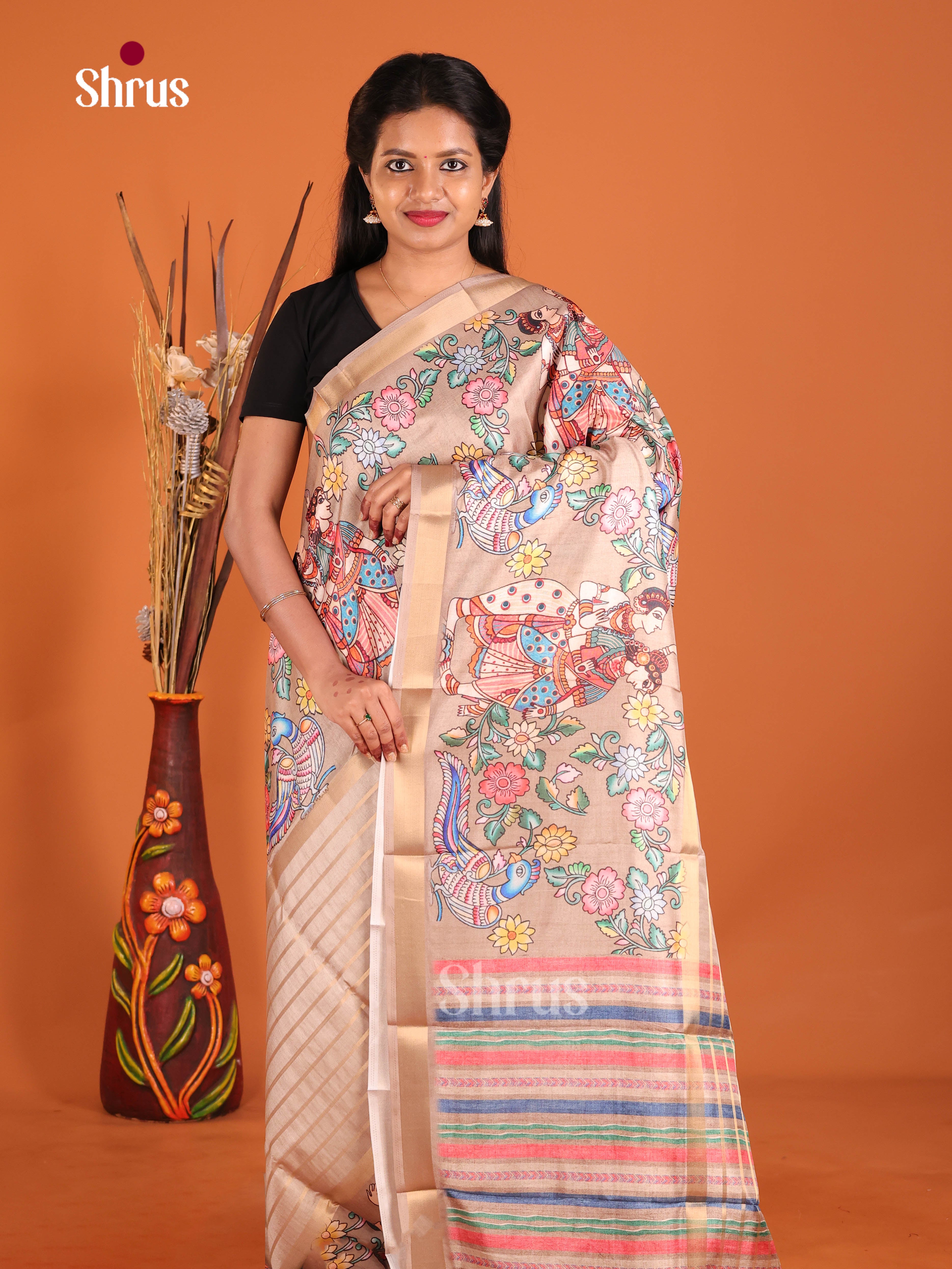 grey  - Semi matka Saree
