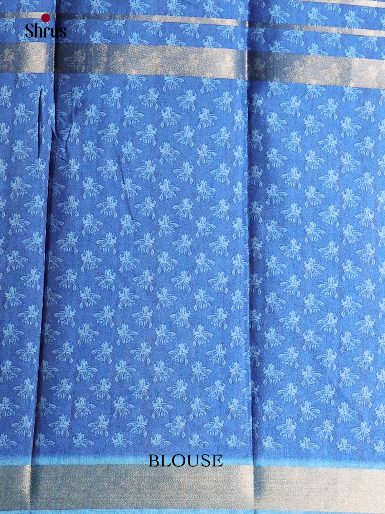Blue & Cream - Semi matka Saree